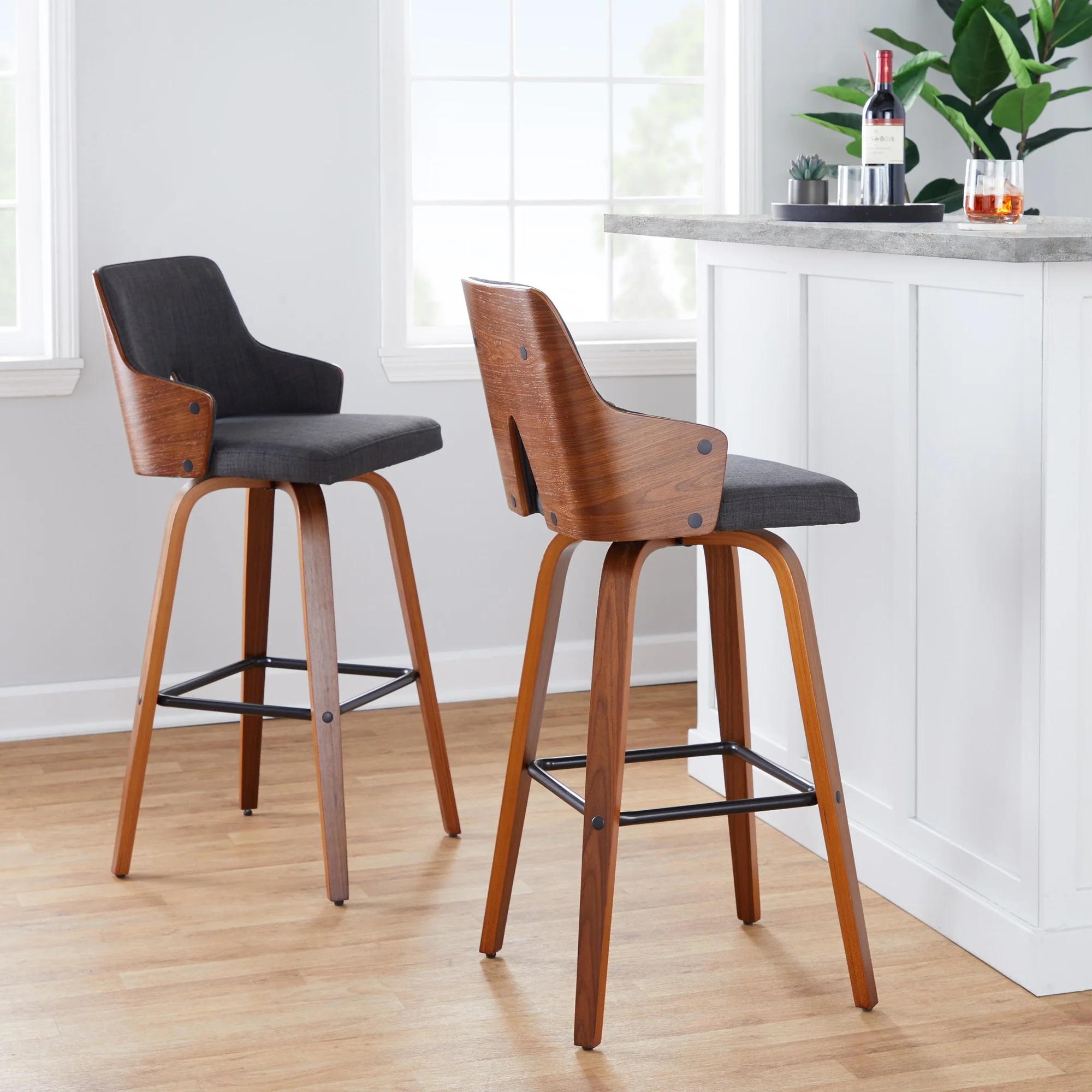 Stella 30" Fixed-Height Barstool - Set of 2 Cream By LumiSource - Image 25
