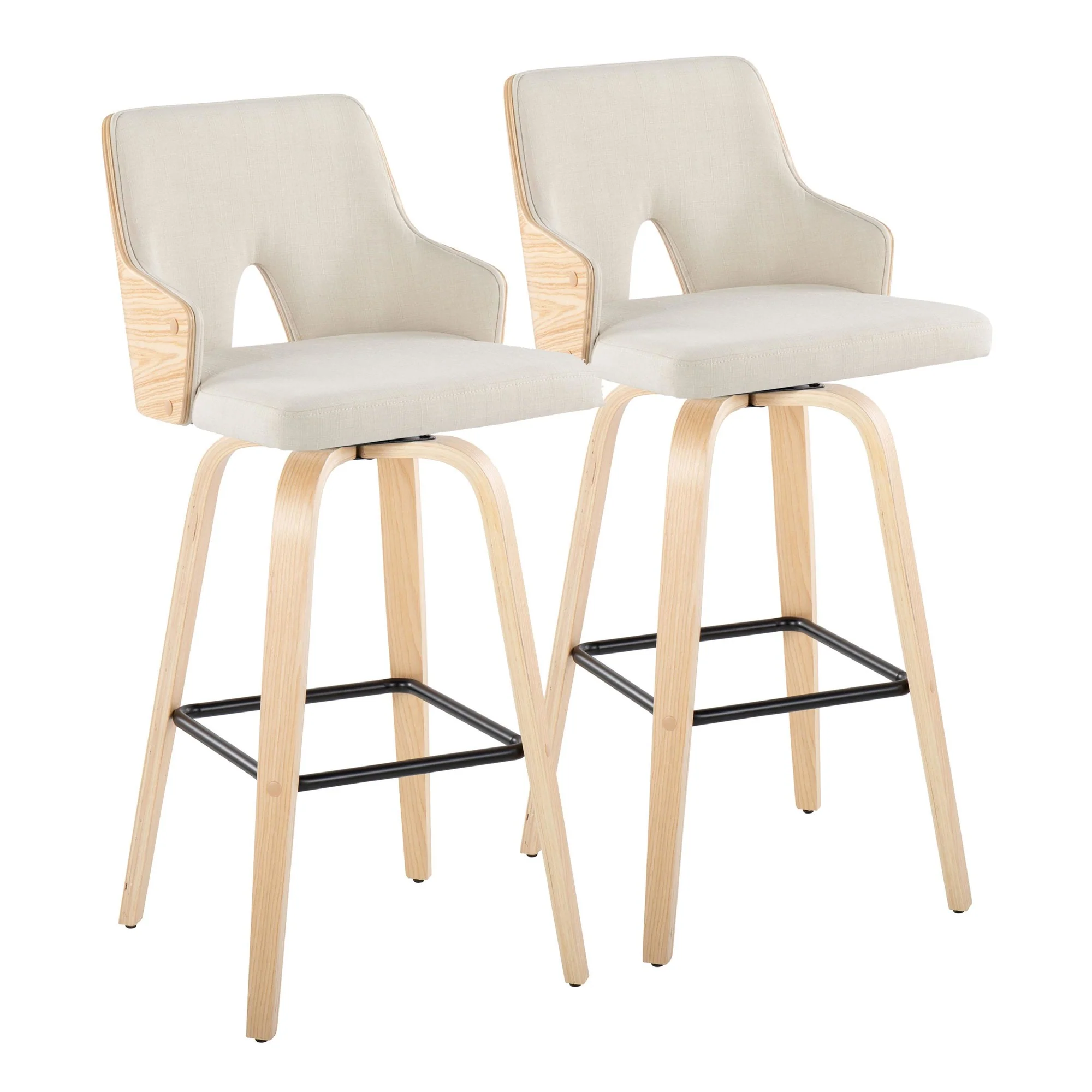 Stella 30" Fixed-Height Barstool - Set of 2 Cream By LumiSource - Image 3