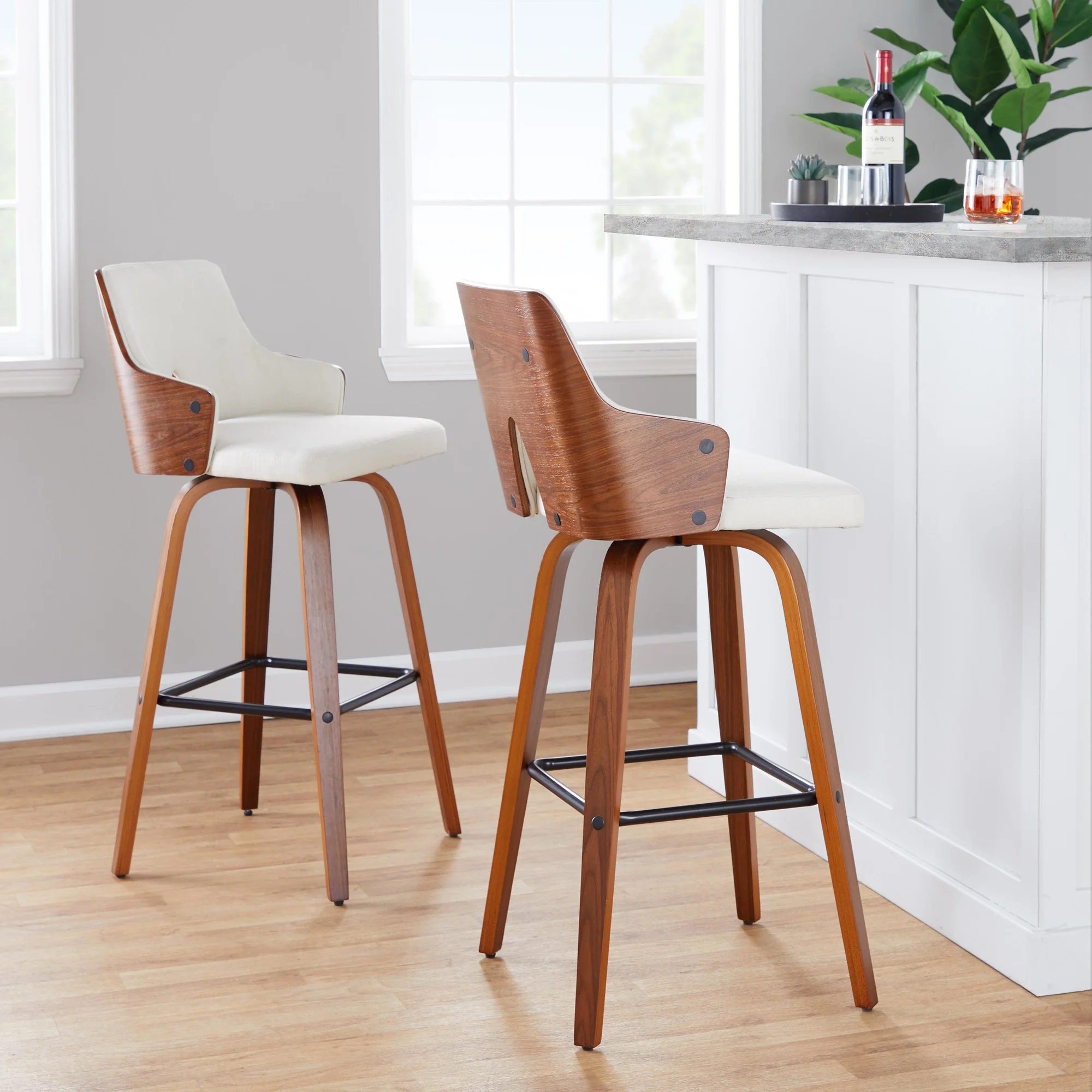 Stella 30" Fixed-Height Barstool - Set of 2 Cream By LumiSource - Image 33