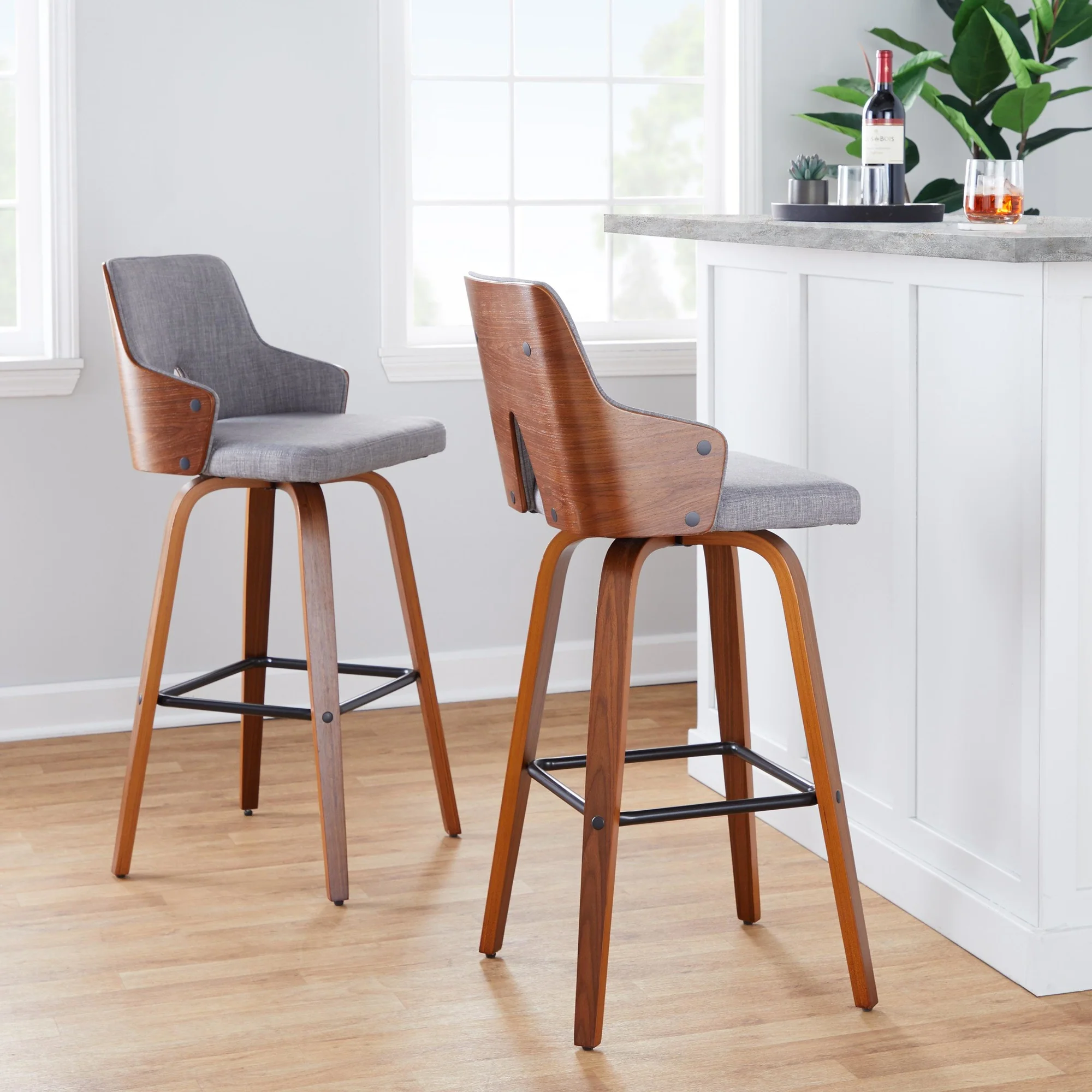 Stella 30" Fixed-Height Barstool - Set of 2 Cream By LumiSource - Image 42
