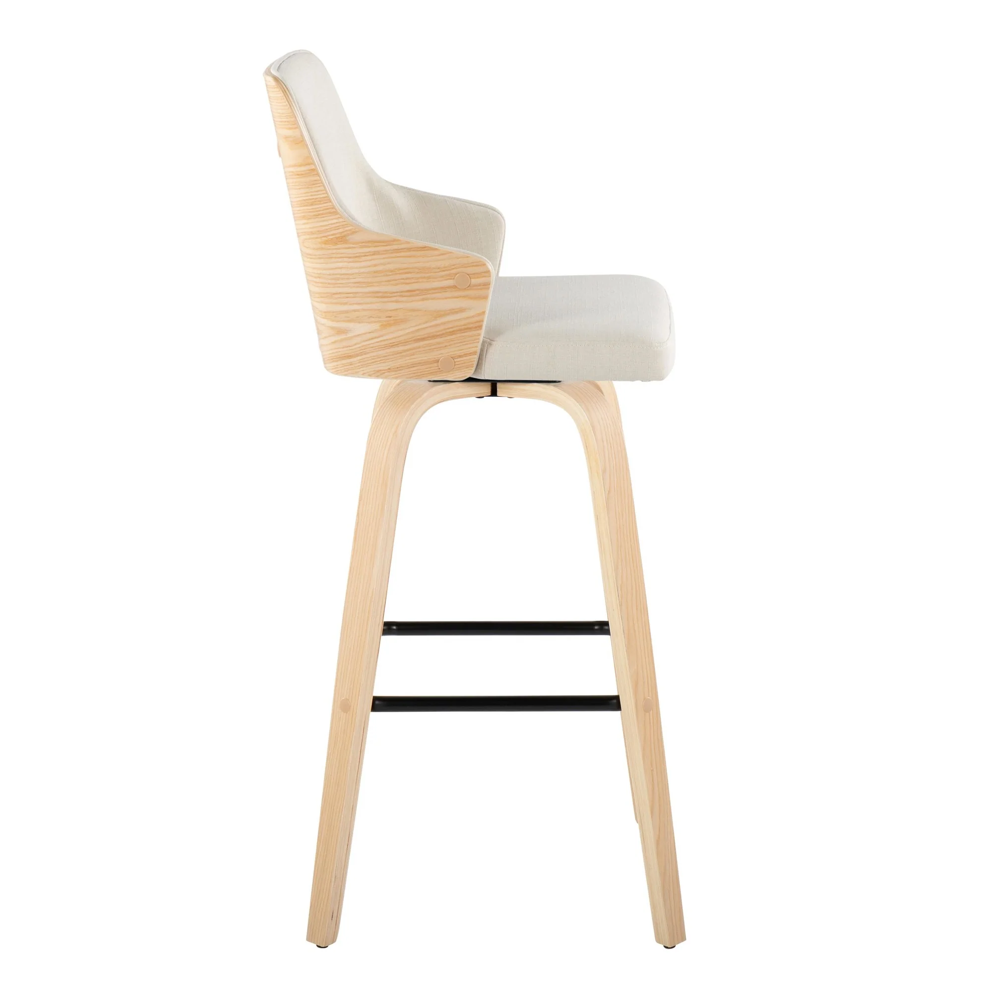 Stella 30" Fixed-Height Barstool - Set of 2 Cream By LumiSource - Image 5