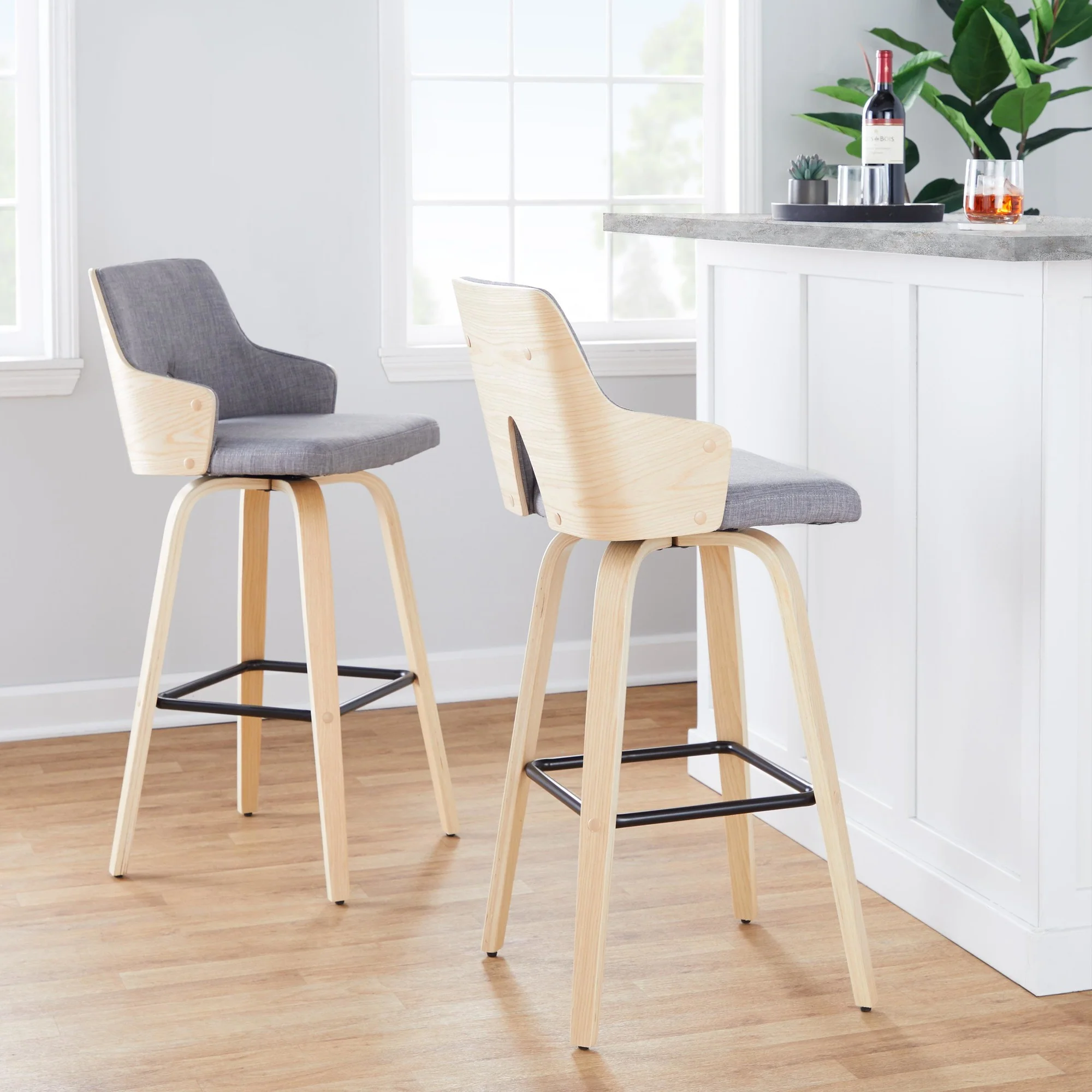 Stella 30" Fixed-Height Barstool - Set of 2 Cream By LumiSource - Image 9