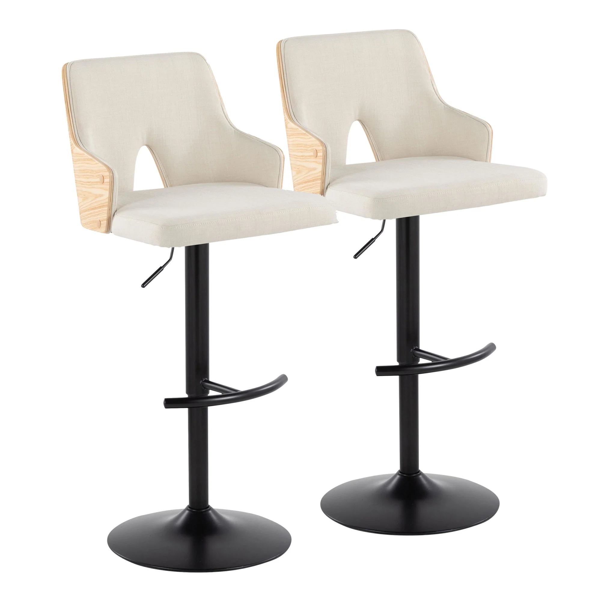 Stella Adjustable Barstool - Set of 2 Cream By LumiSource - Image 3