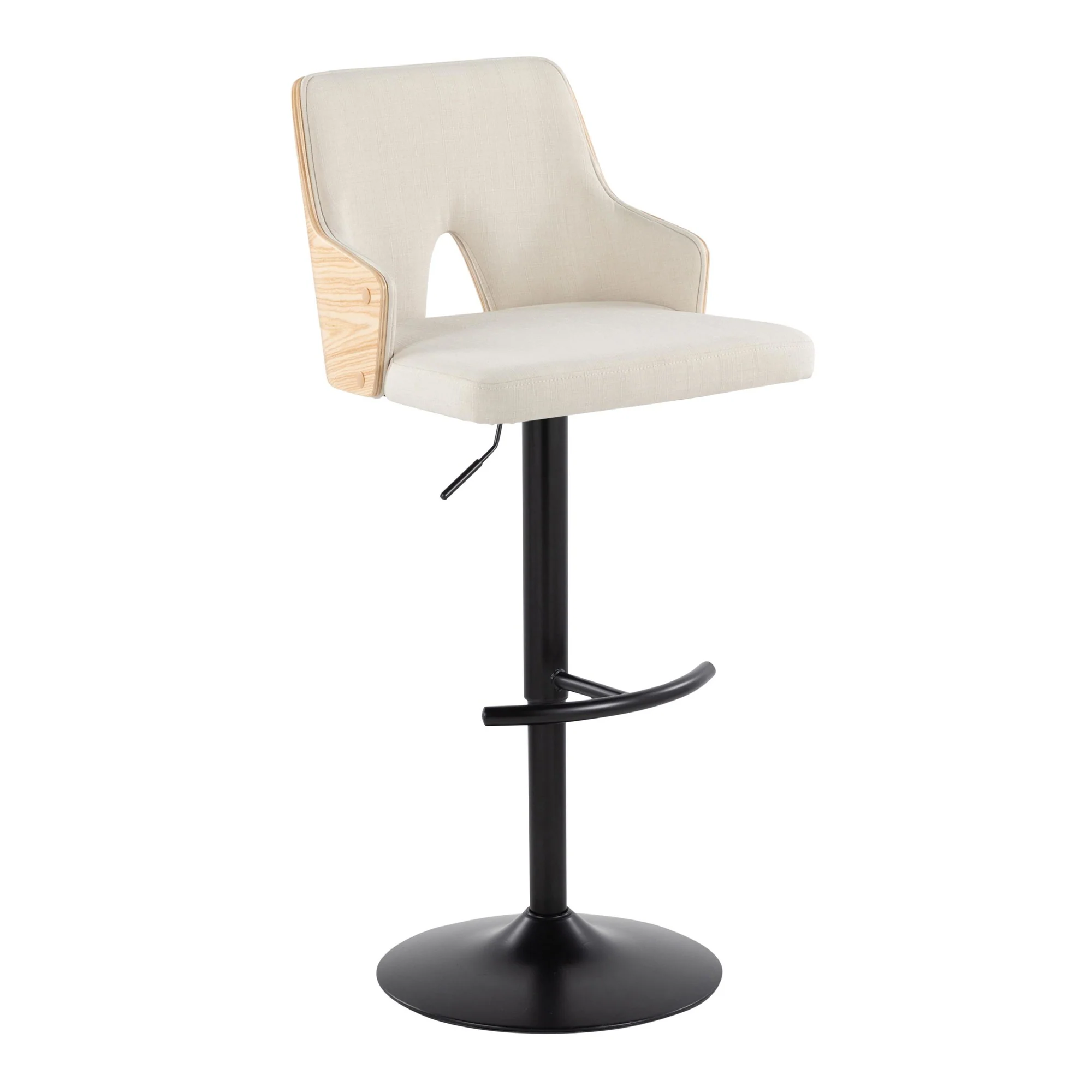 Stella Adjustable Barstool - Set of 2 Cream By LumiSource - Image 4