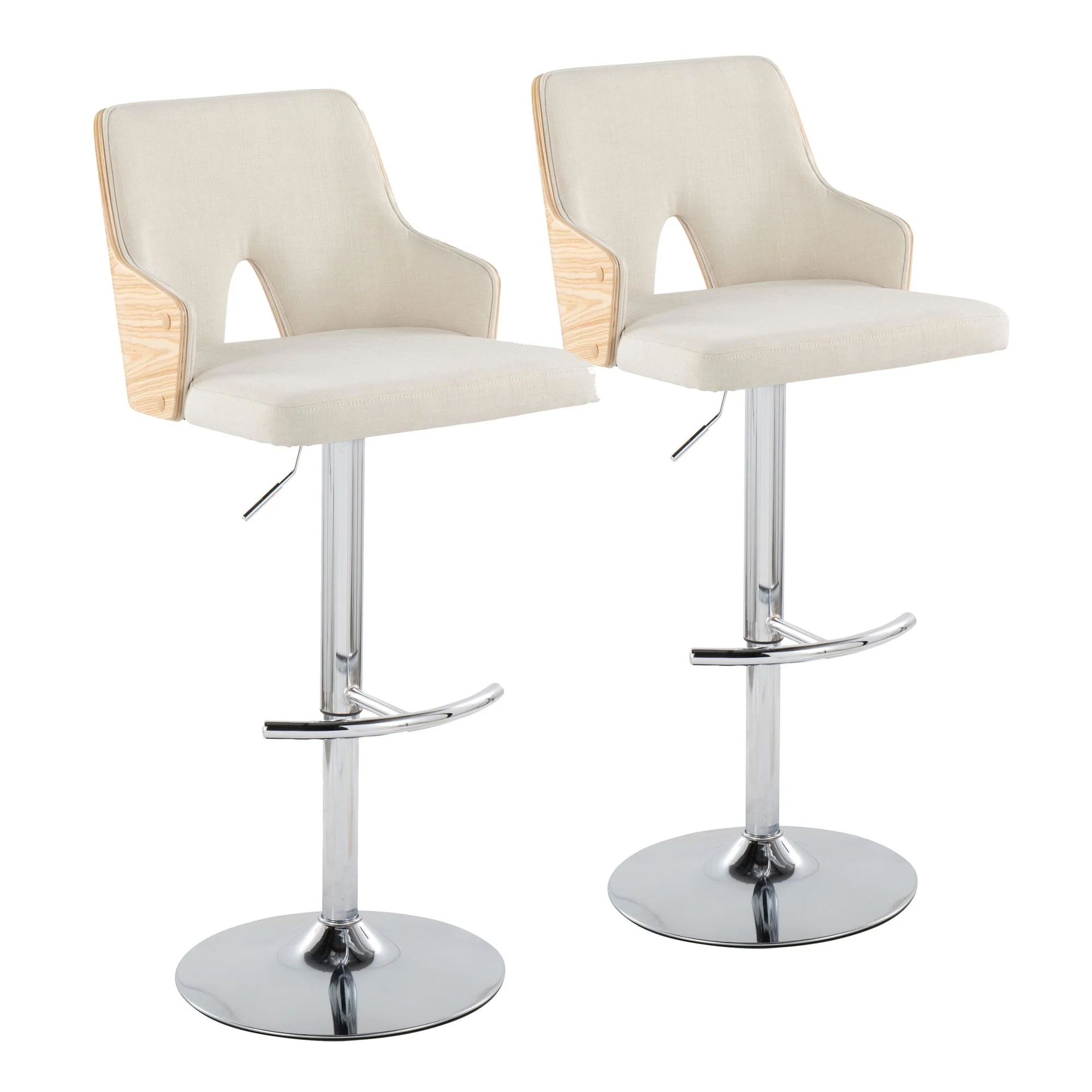 Stella Adjustable Barstool - Set of 2 Cream By LumiSource - Image 3