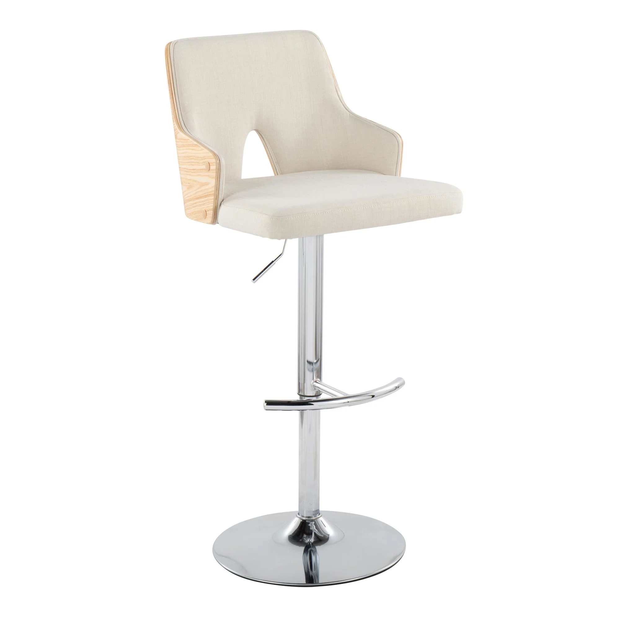 Stella Adjustable Barstool - Set of 2 Cream By LumiSource - Image 4