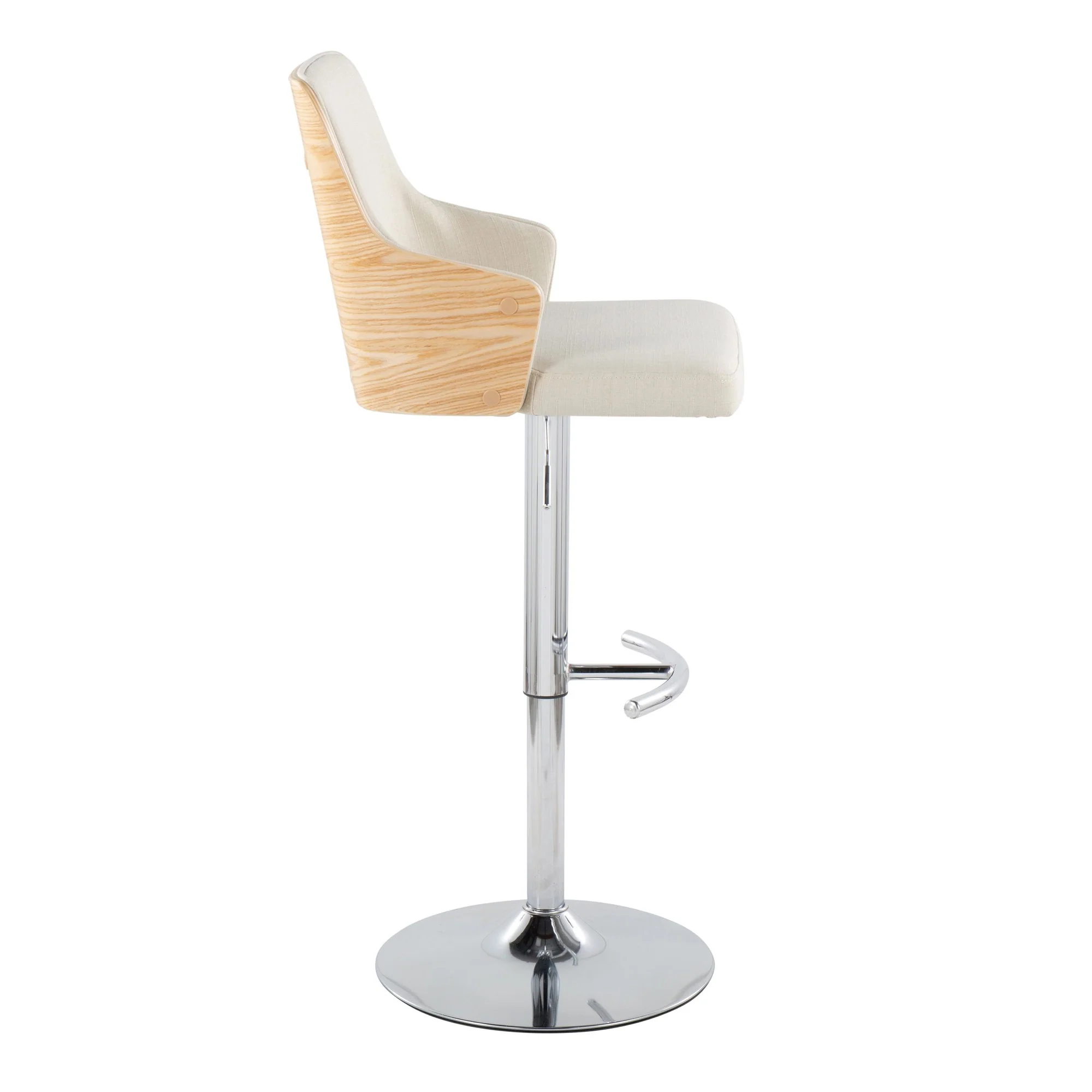 Stella Adjustable Barstool - Set of 2 Cream By LumiSource - Image 5