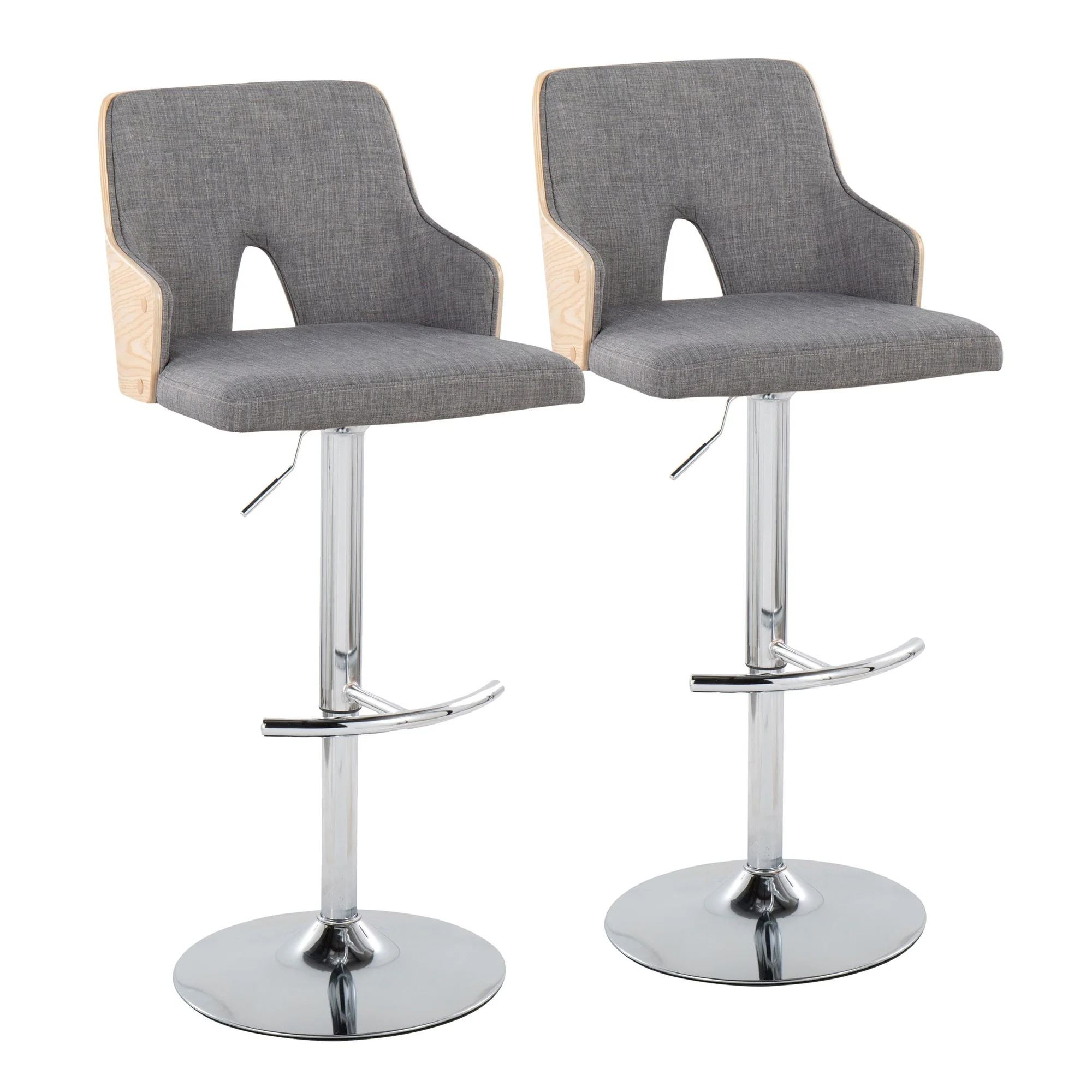 Stella Adjustable Barstool - Set of 2 Cream By LumiSource - Image 9