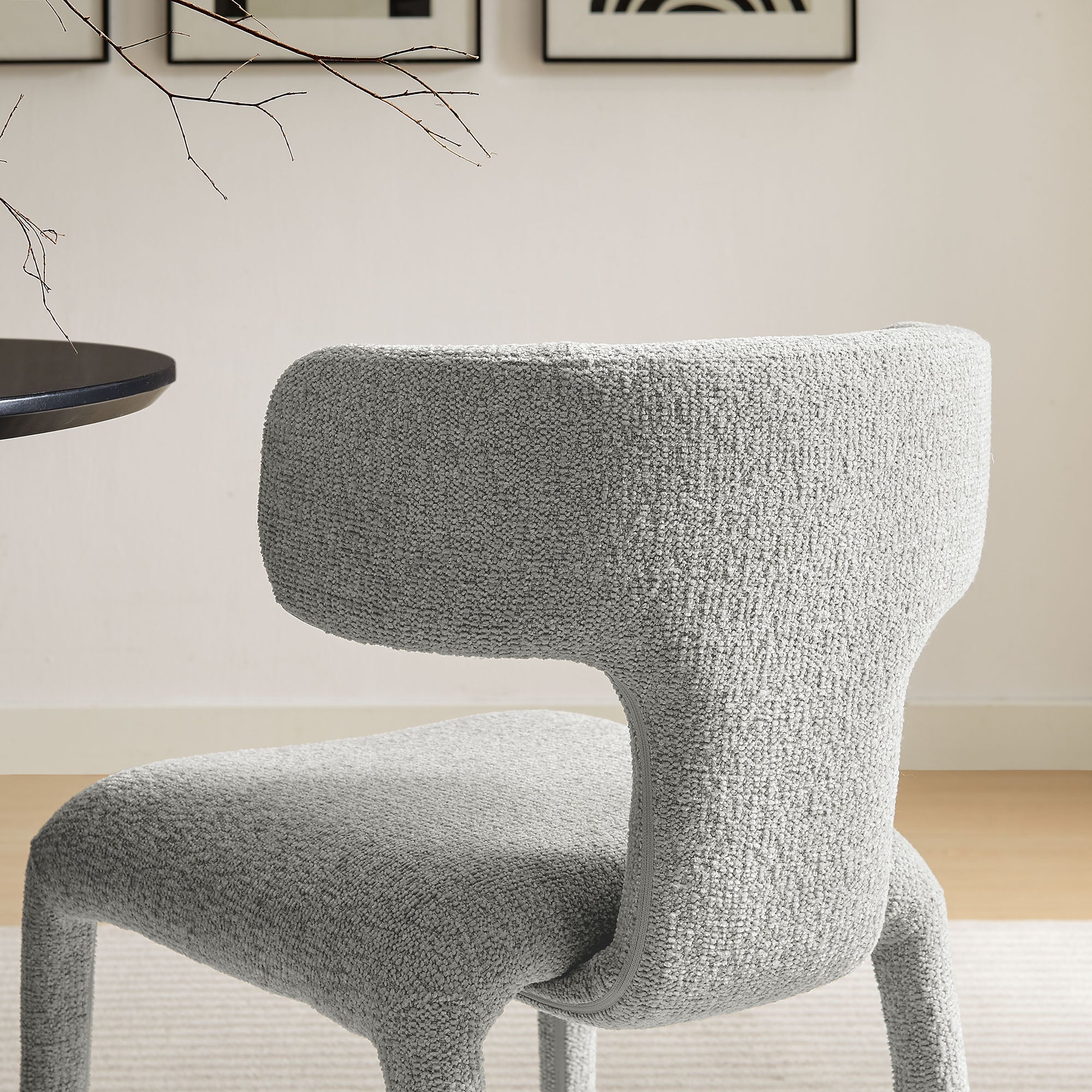 Stellan Curved Back Boucle Upholstered Dining Chair Set of 2 by Modway - Image 18