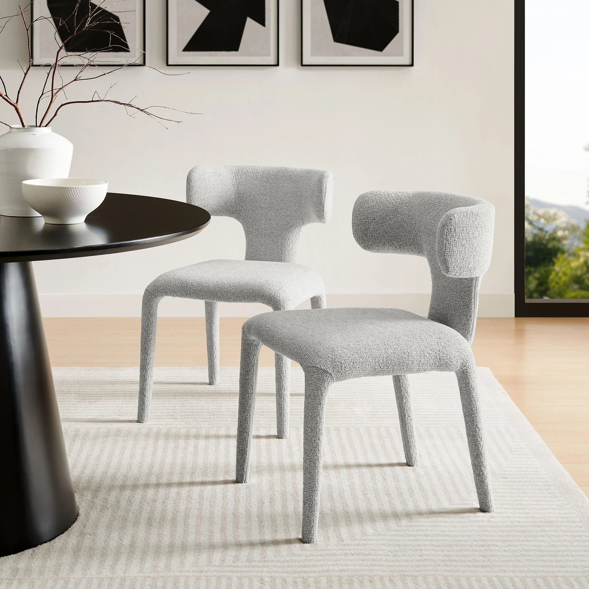 Stellan Curved Back Boucle Upholstered Dining Chair Set of 2 by Modway - Image 19