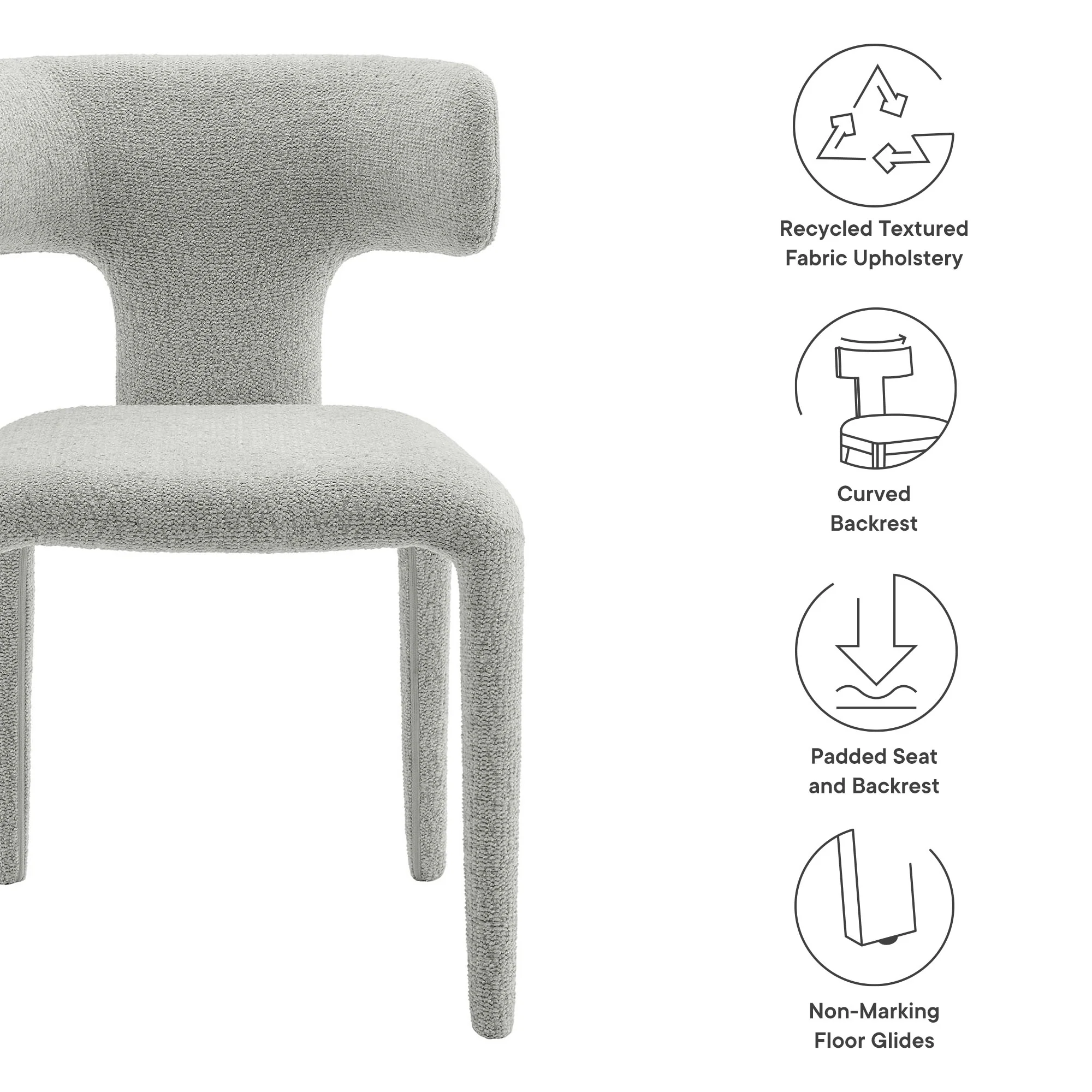 Stellan Curved Back Boucle Upholstered Dining Chair Set of 2 by Modway - Image 20