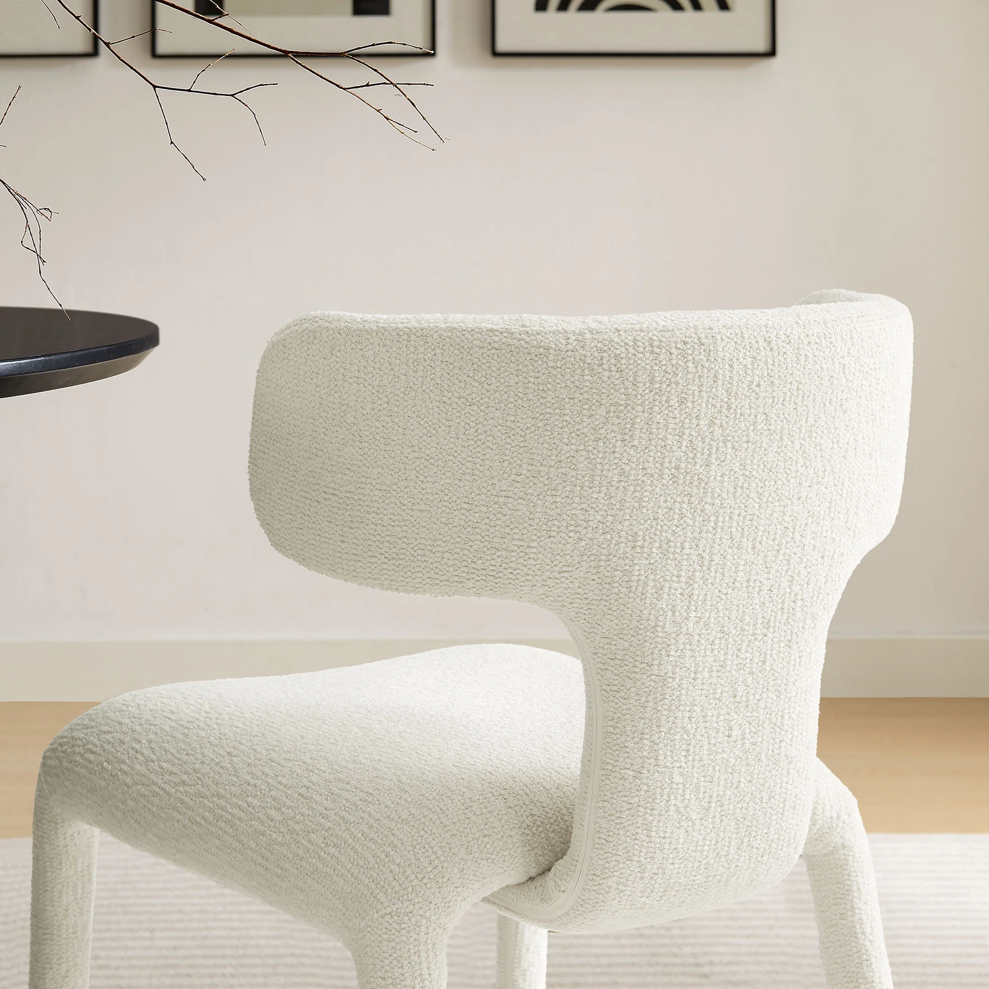 Stellan Curved Back Boucle Upholstered Dining Chair Set of 2 by Modway - Image 8