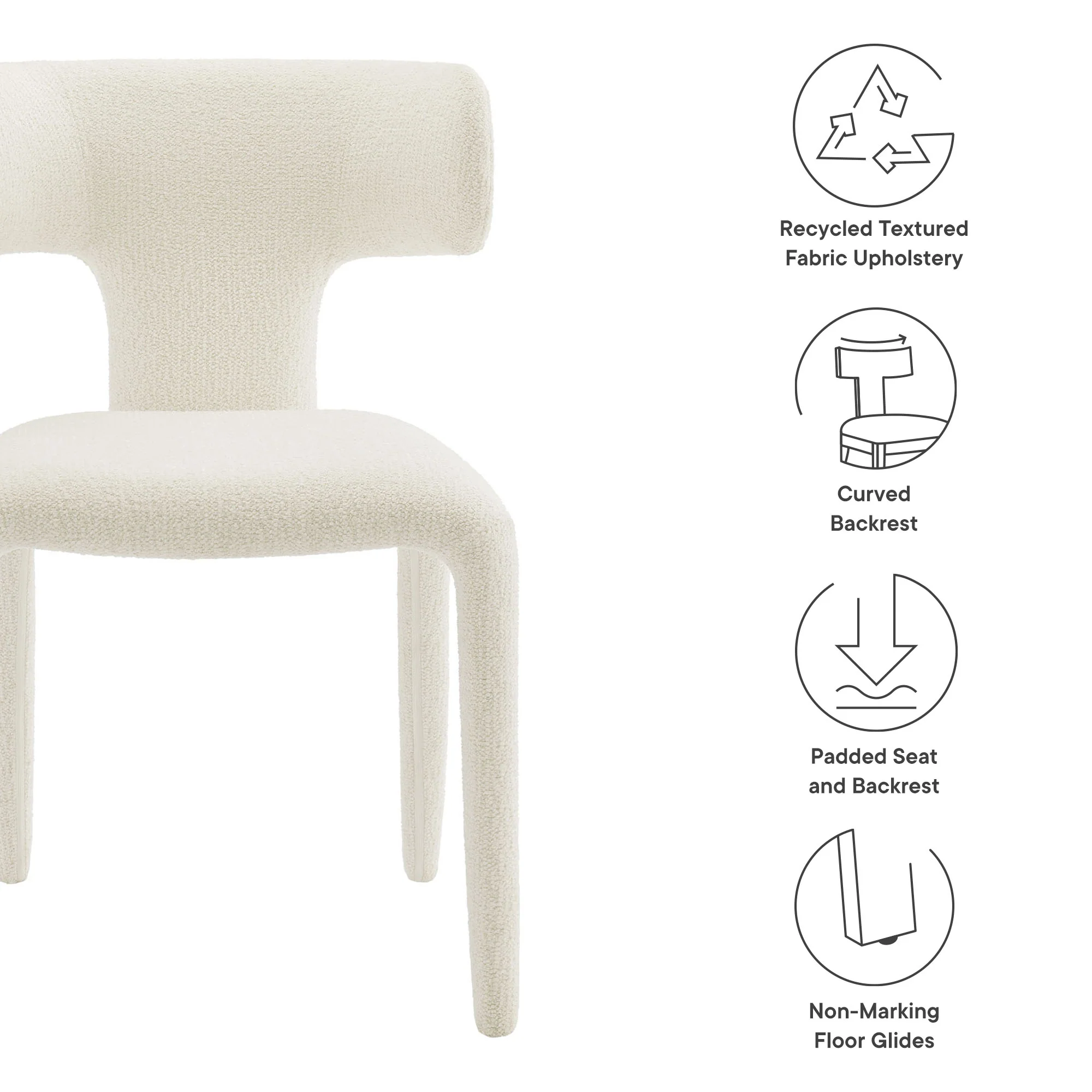 Stellan Curved Back Boucle Upholstered Dining Chair Set of 2 by Modway - Image 9