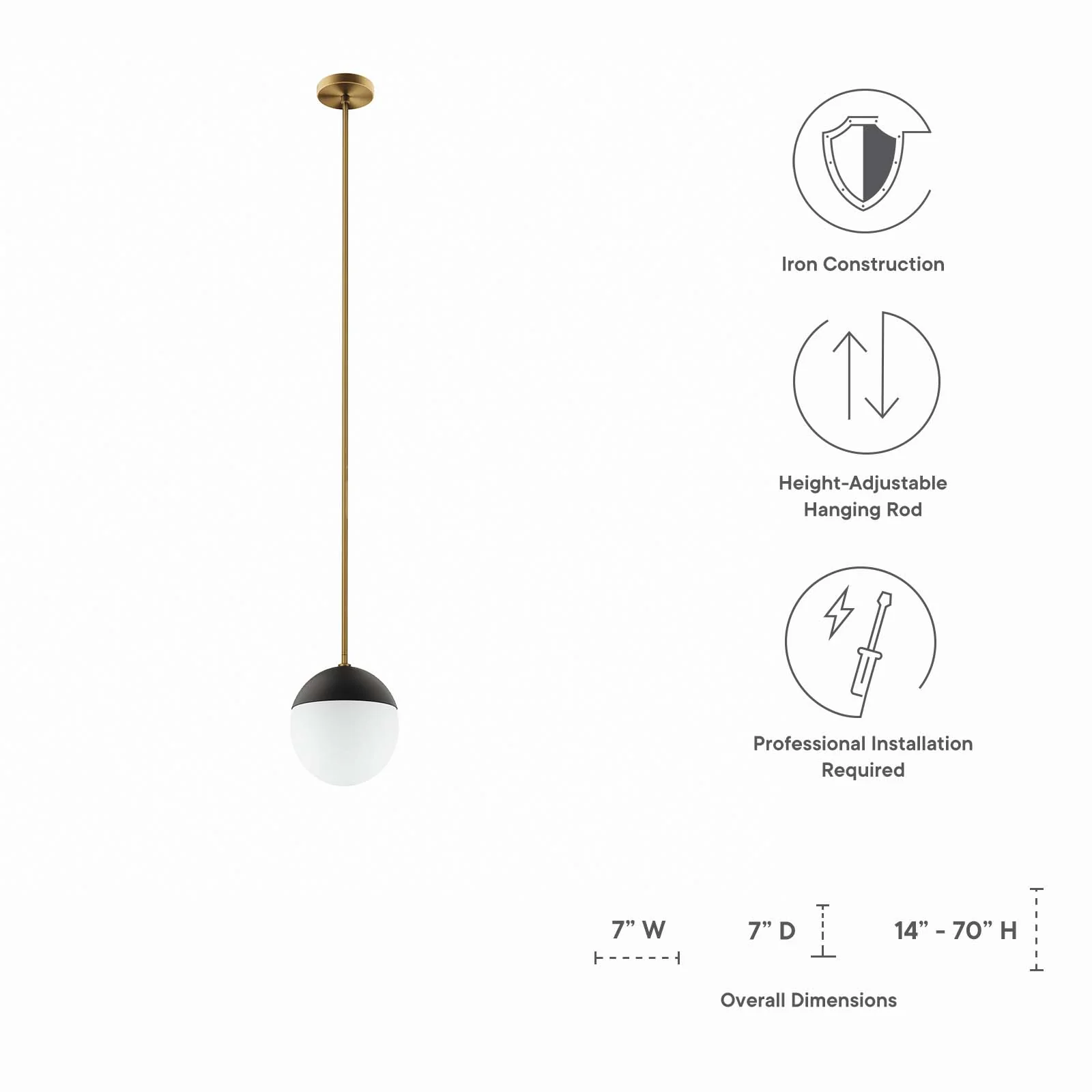 Stellar 1-Light Pendant Light By Modway - EEI-5653 - Image 15