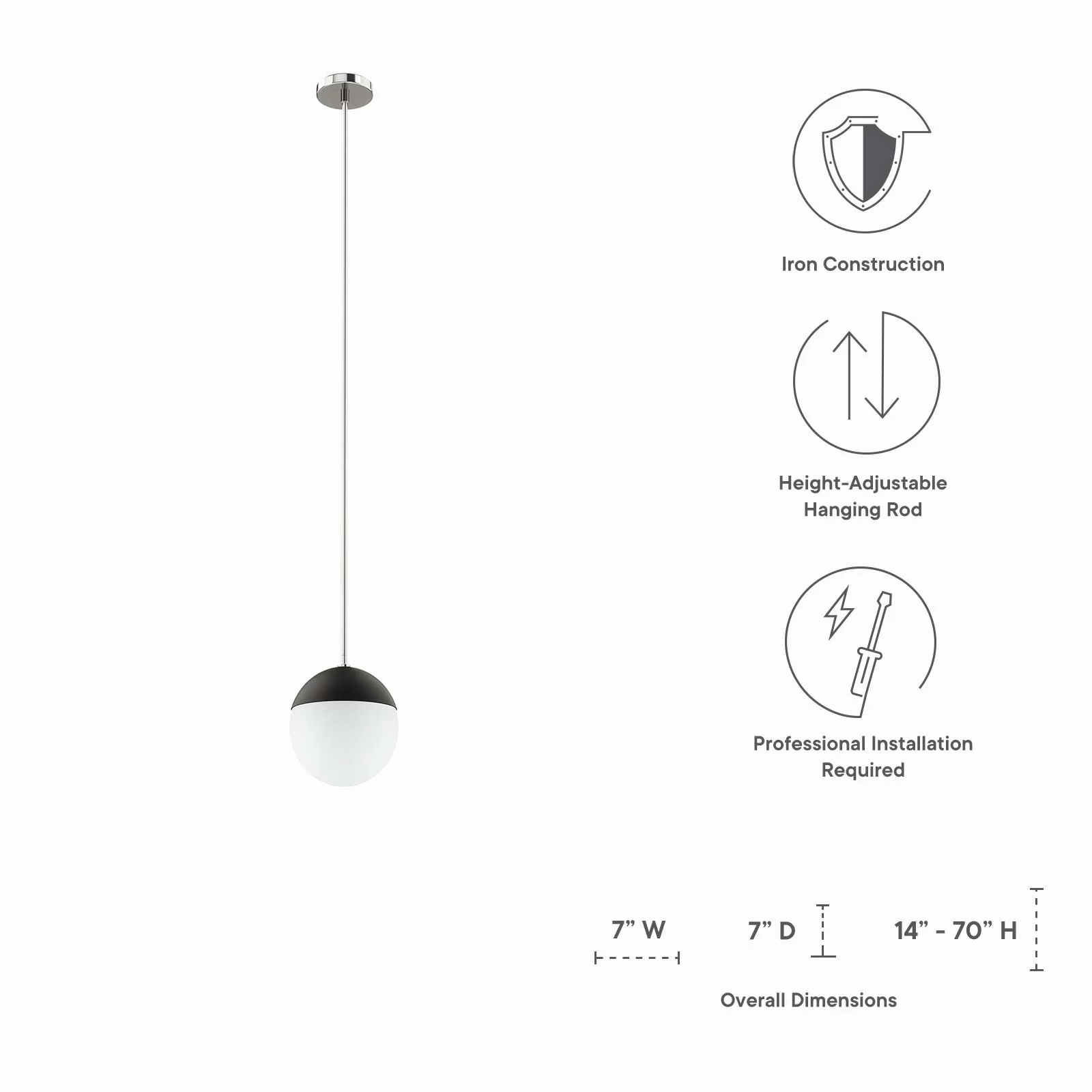 Stellar 1-Light Pendant Light By Modway - EEI-5653 - Image 8