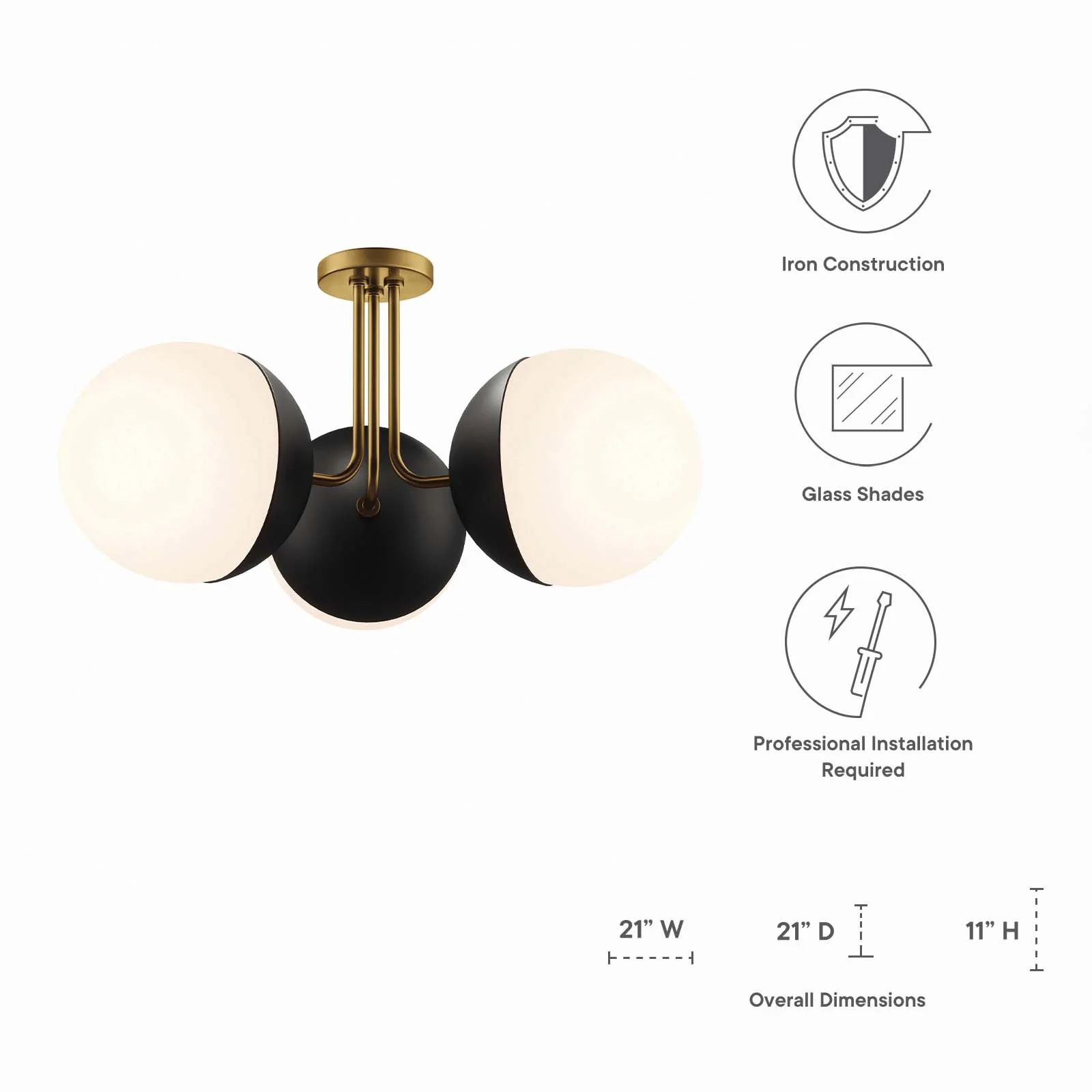 Stellar 3-Light Semi-Flush Ceiling Light By Modway - EEI-5656 - Image 14