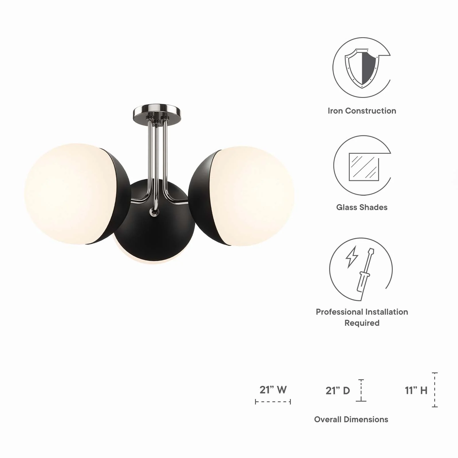 Stellar 3-Light Semi-Flush Ceiling Light By Modway - EEI-5656 - Image 7