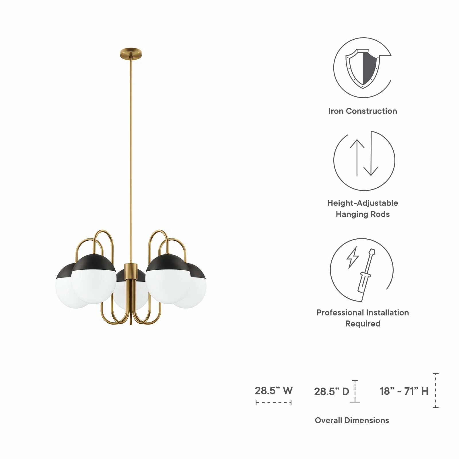 Stellar 5-Light Chandelier By Modway - EEI-5658 - Image 15