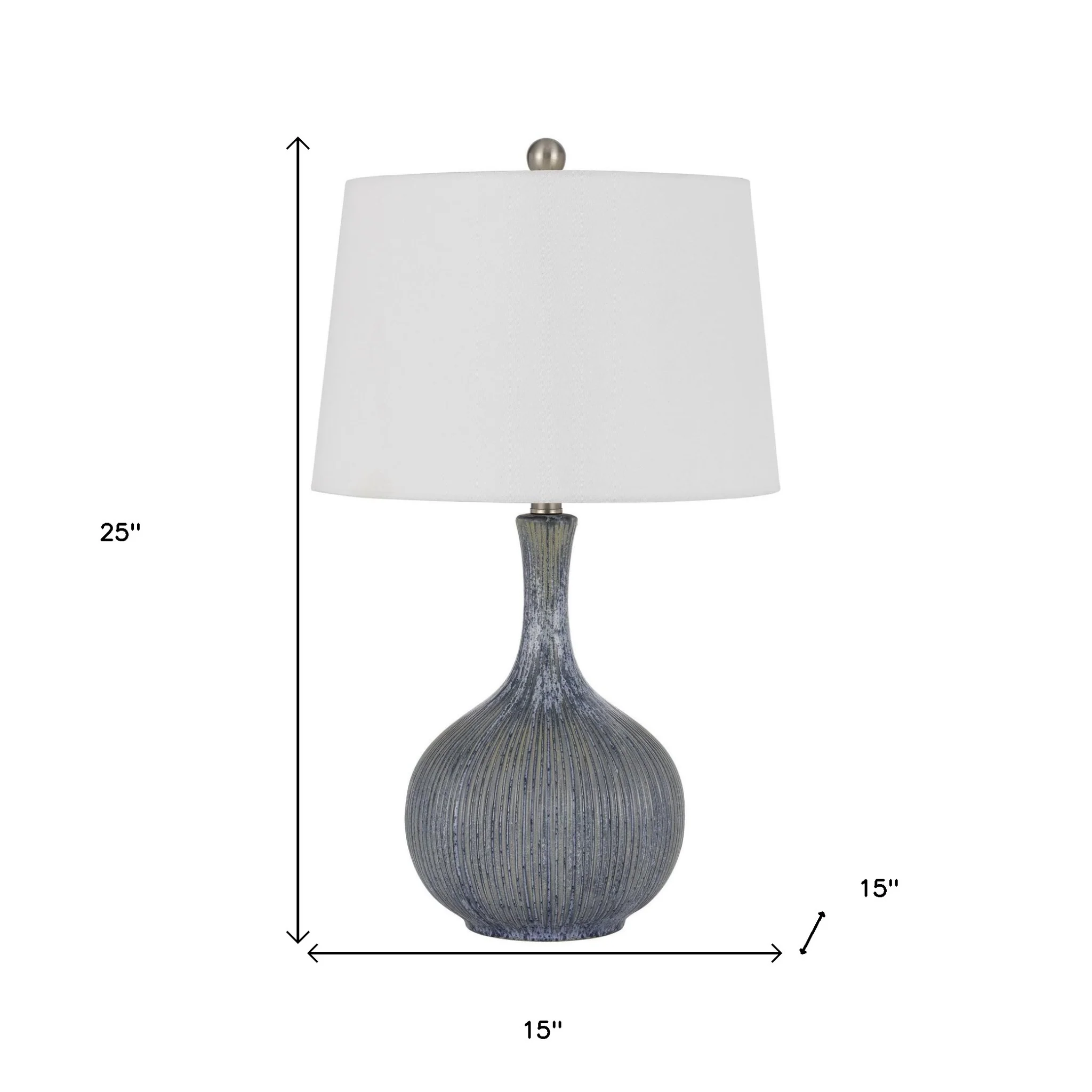 Stone Ceramic Round Table Lamp With White Empire Shade By Homeroots - Image 2