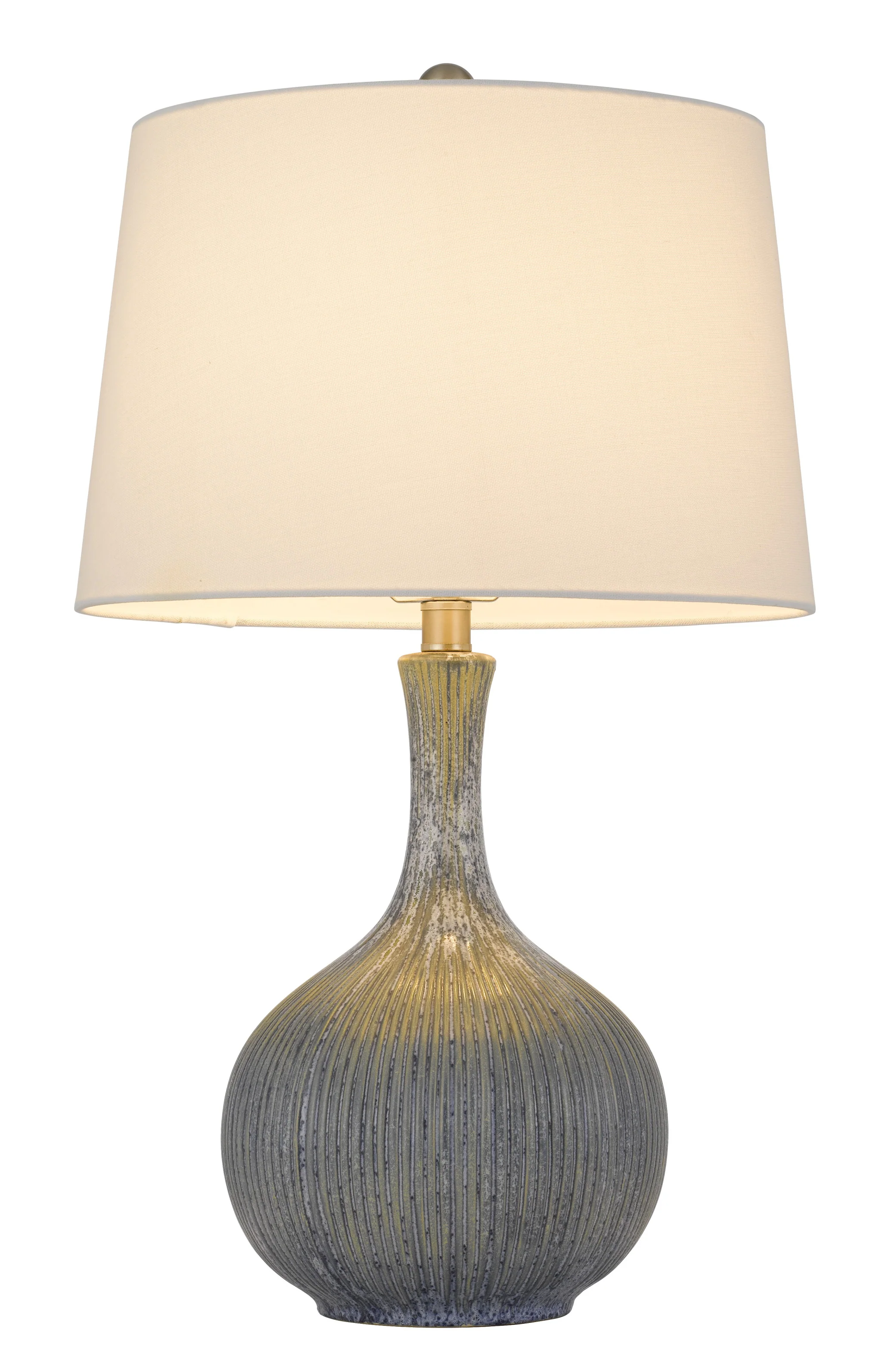 Stone Ceramic Round Table Lamp With White Empire Shade By Homeroots - Image 4