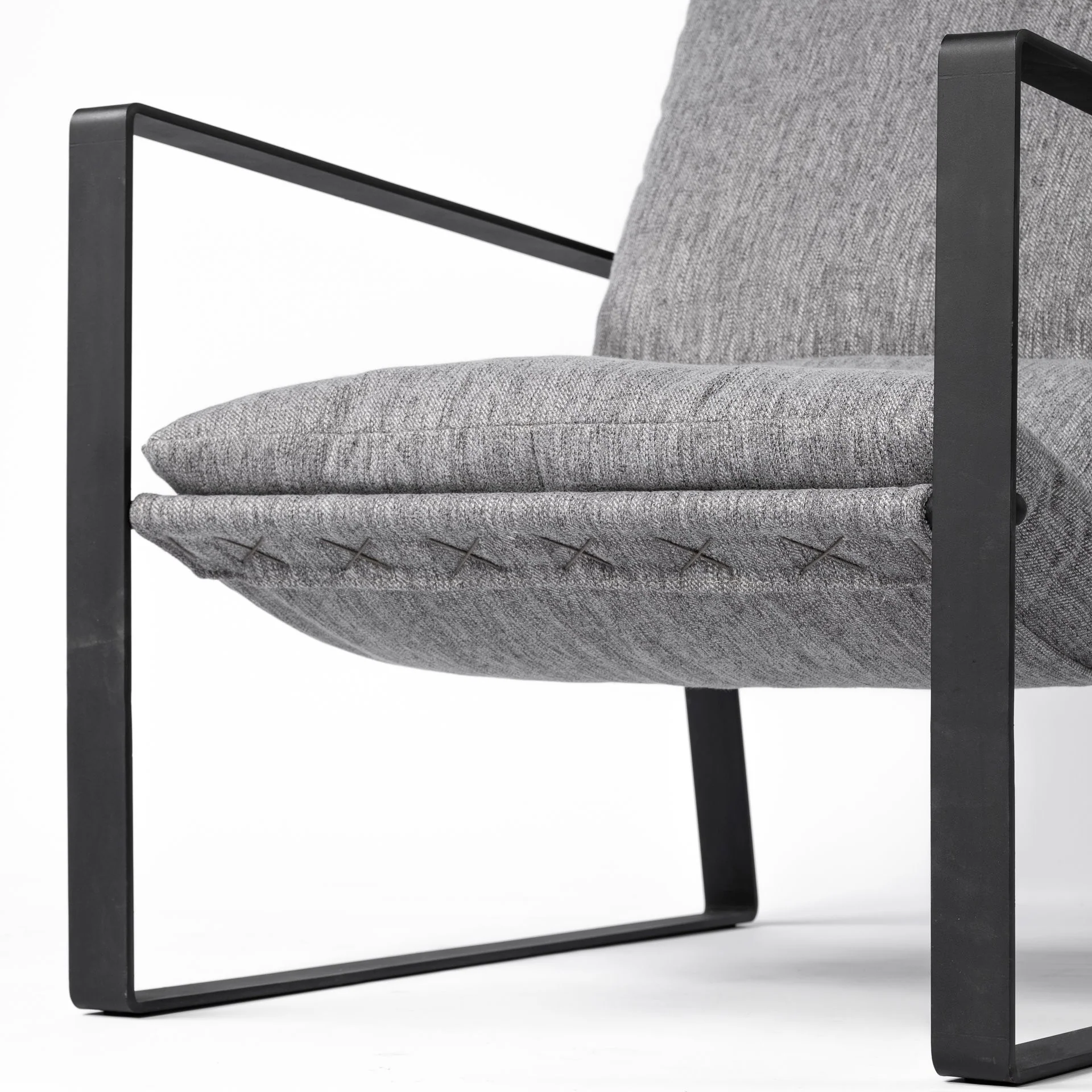 Stone Gray and Black Metal Sling Chair By Homeroots - Image 2