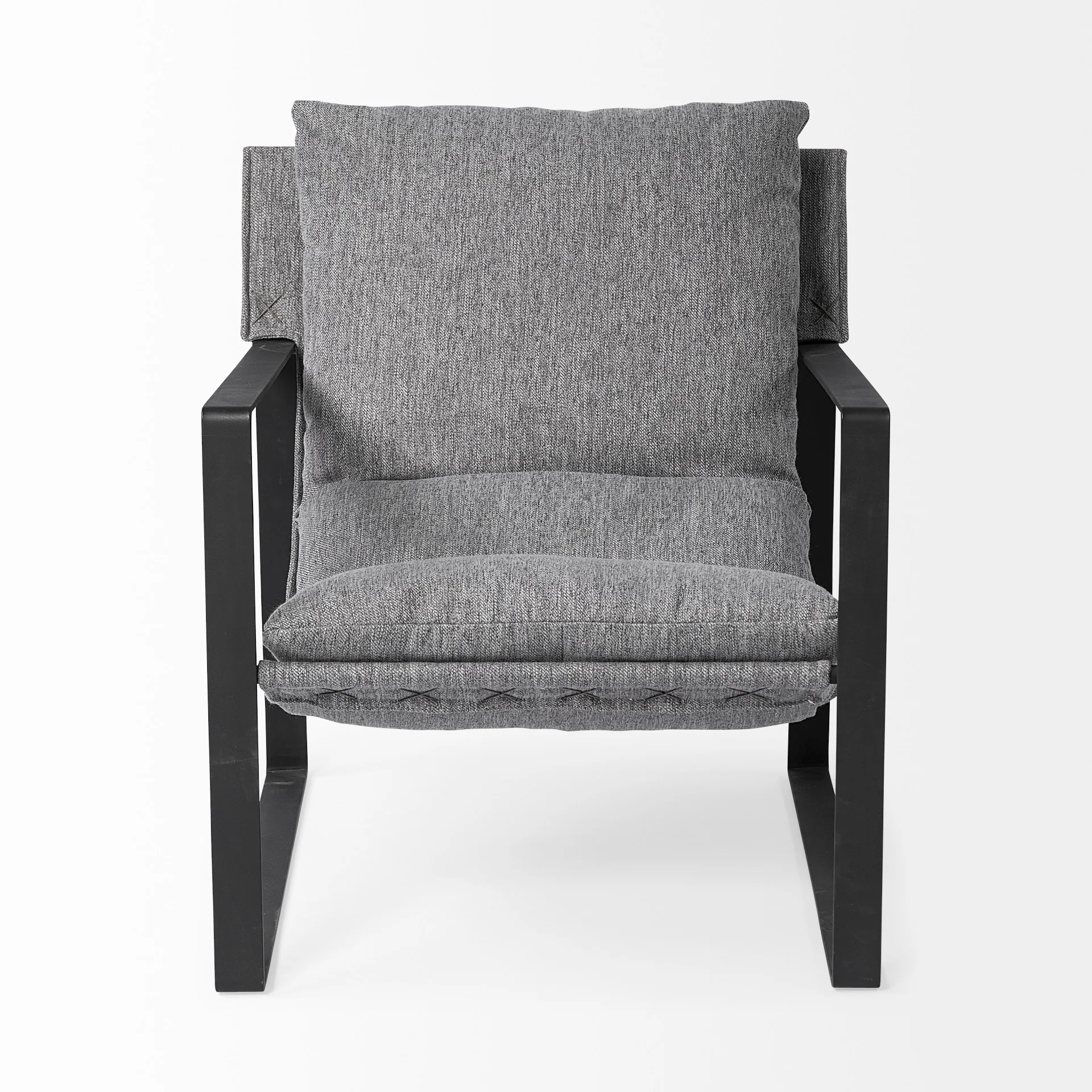 Stone Gray and Black Metal Sling Chair By Homeroots - Image 3