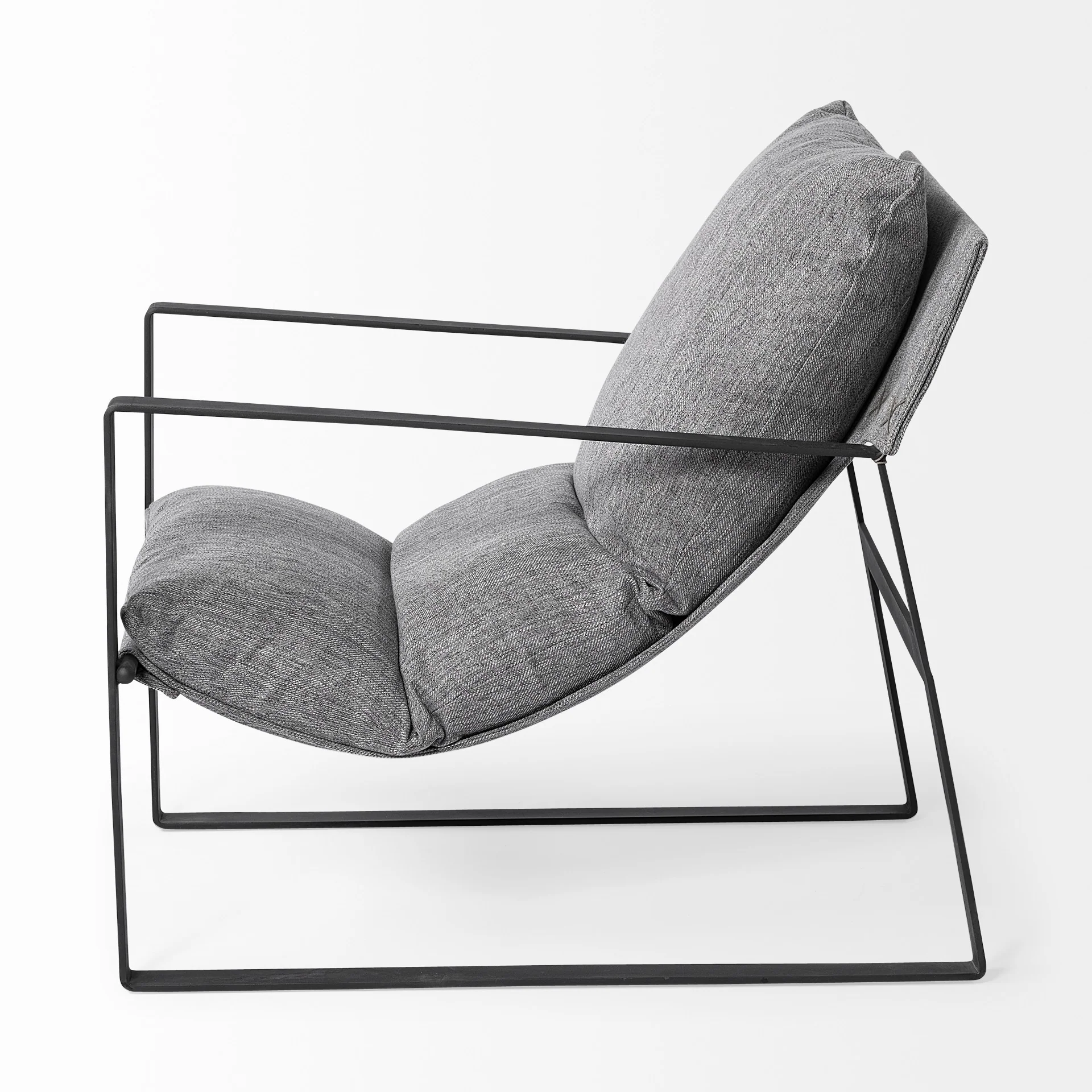 Stone Gray and Black Metal Sling Chair By Homeroots - Image 4