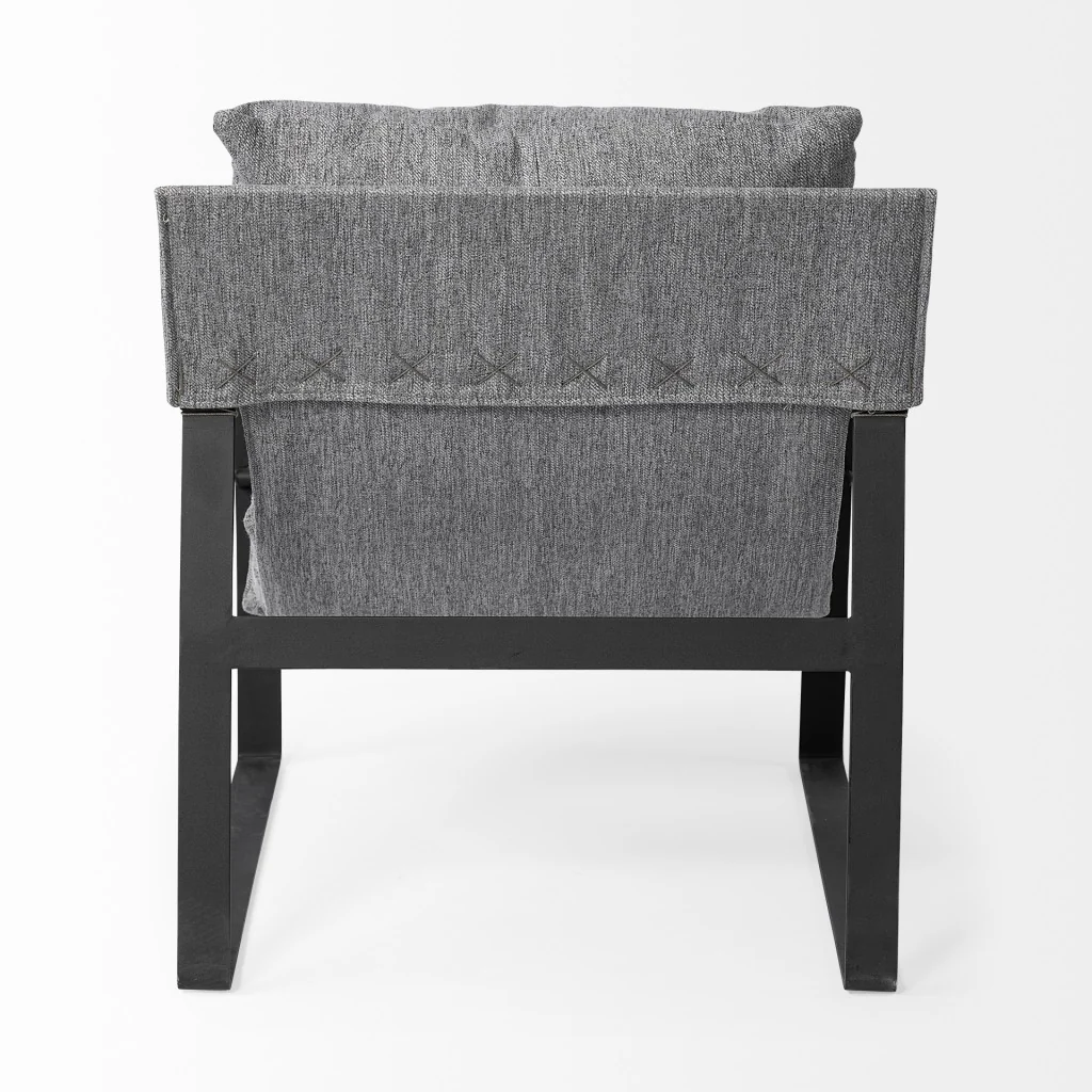 Stone Gray and Black Metal Sling Chair By Homeroots - Image 5