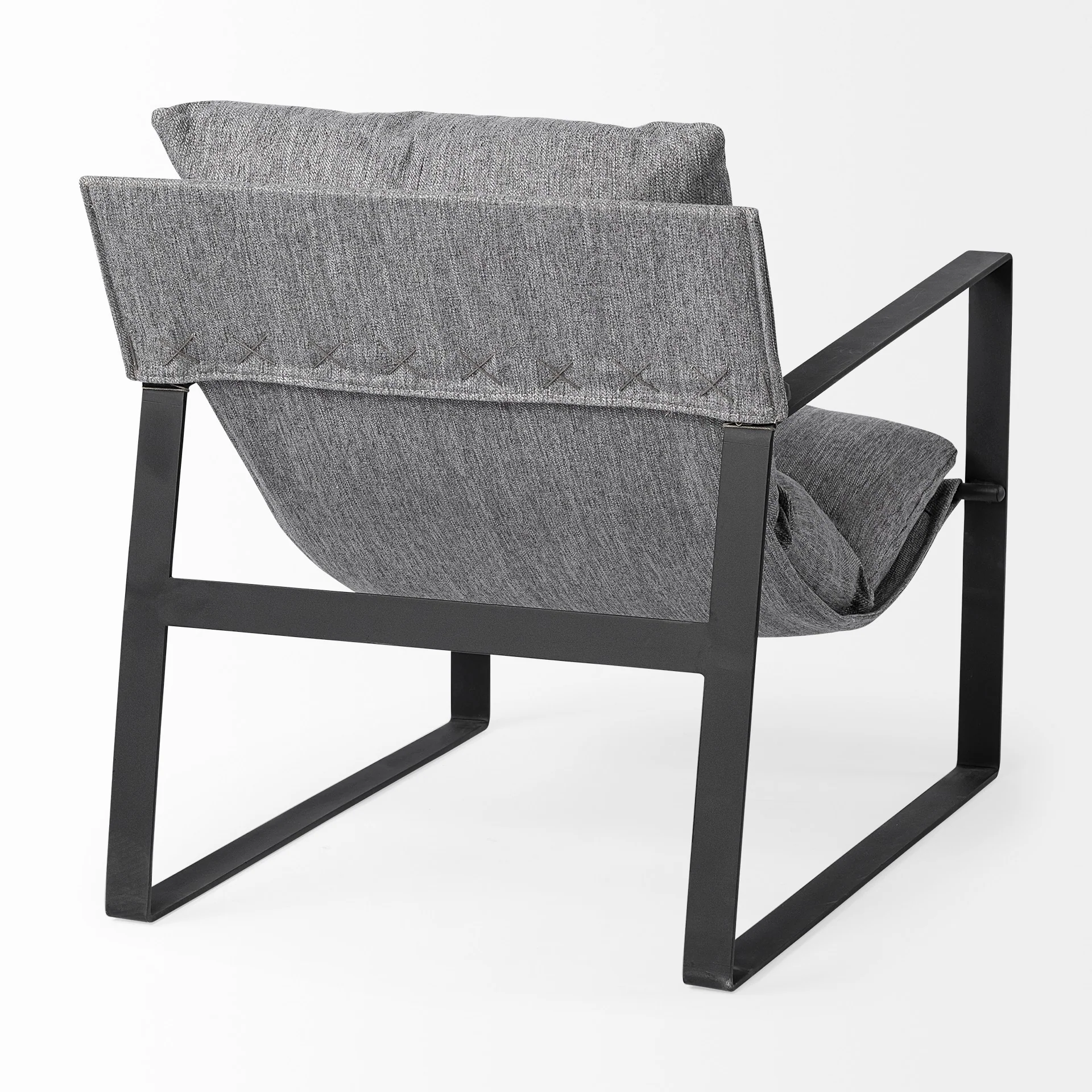 Stone Gray and Black Metal Sling Chair By Homeroots - Image 6