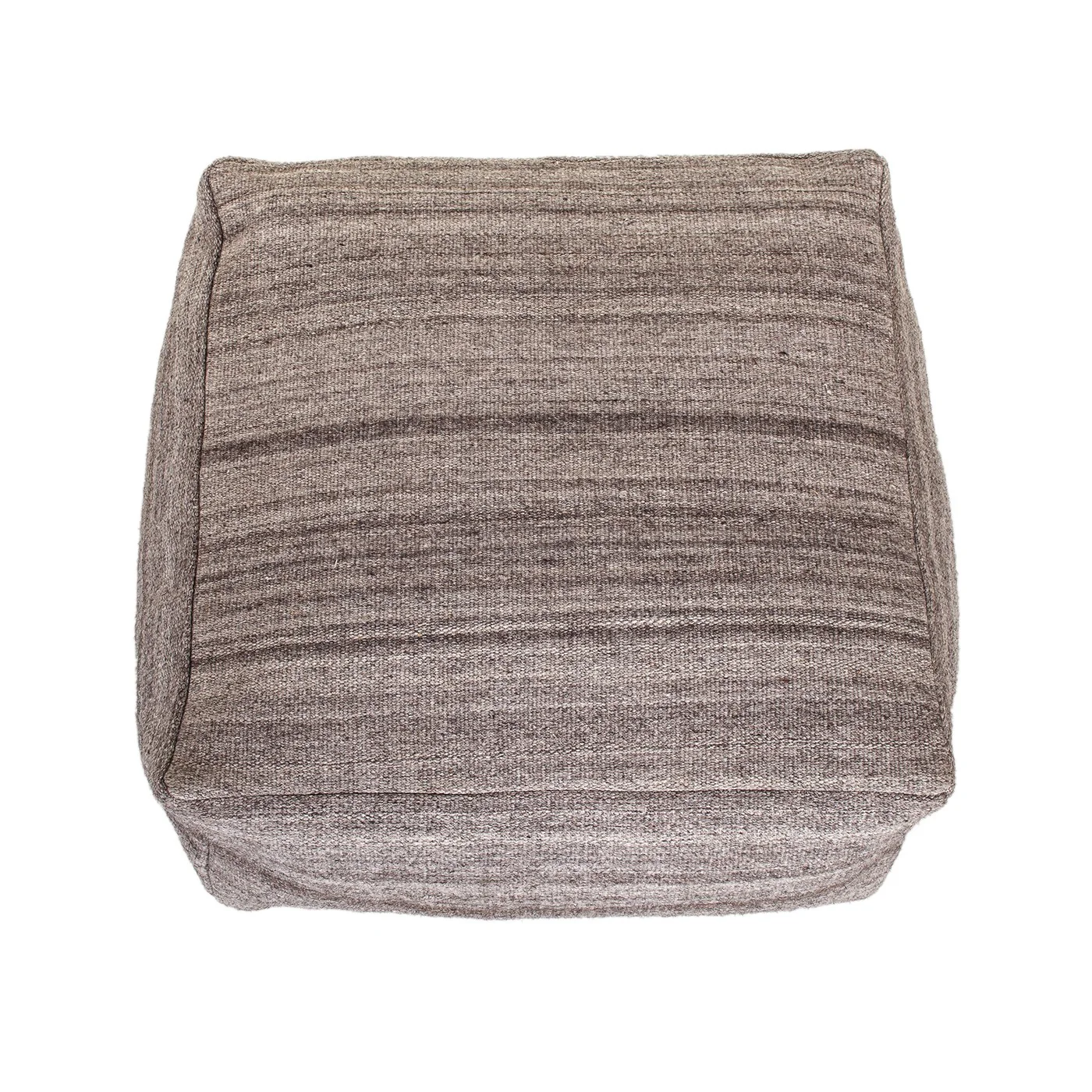 Stone Gray and Brown Pouf By Homeroots - Image 2