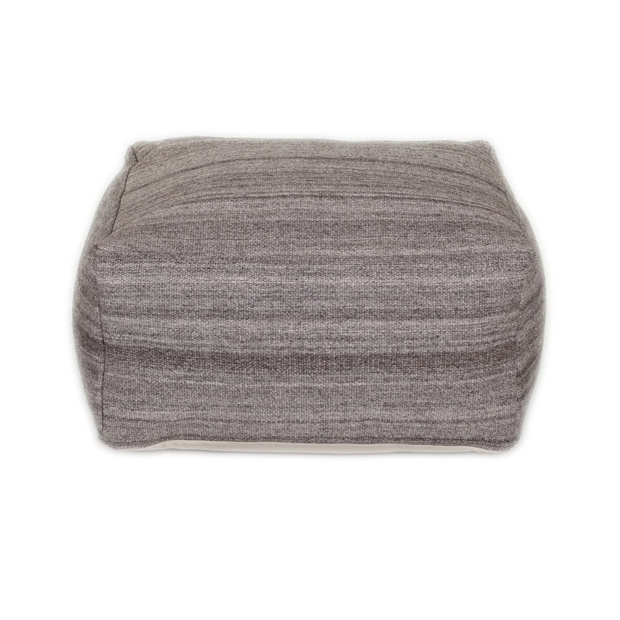 Stone Gray and Brown Pouf By Homeroots - Image 3
