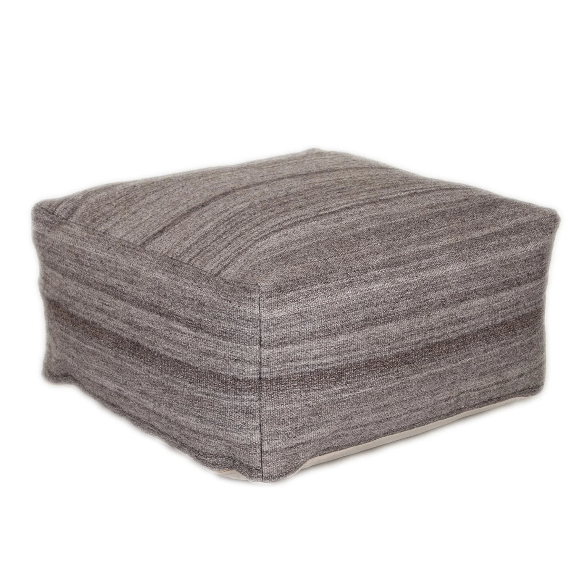 Stone Gray and Brown Pouf By Homeroots - Image 5