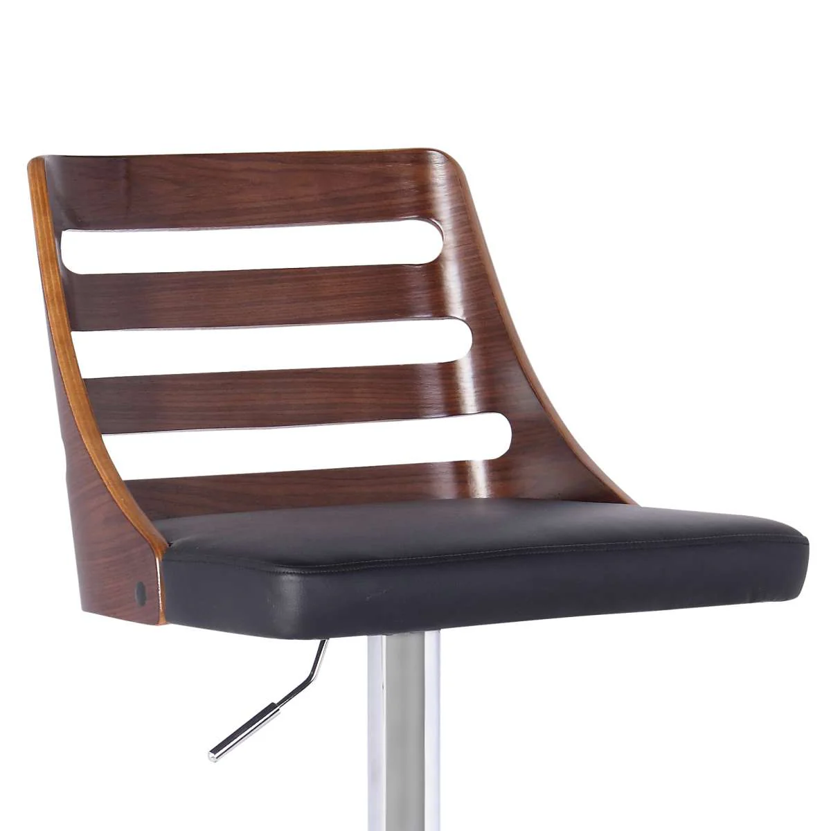 Storm Barstool in Chrome finish with Walnut wood and Black Faux Leather By Armen Living - Image 3