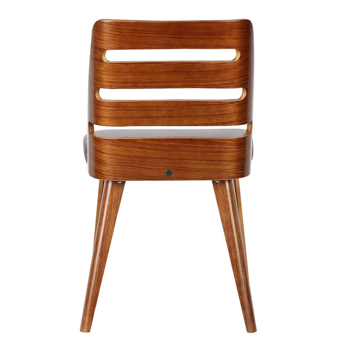 Storm Mid-Century Dining Chair in Walnut Wood and Gray Faux Leather By Armen Living - Image 3