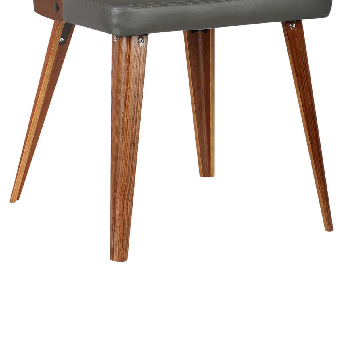 Storm Mid-Century Dining Chair in Walnut Wood and Gray Faux Leather By Armen Living - Image 6
