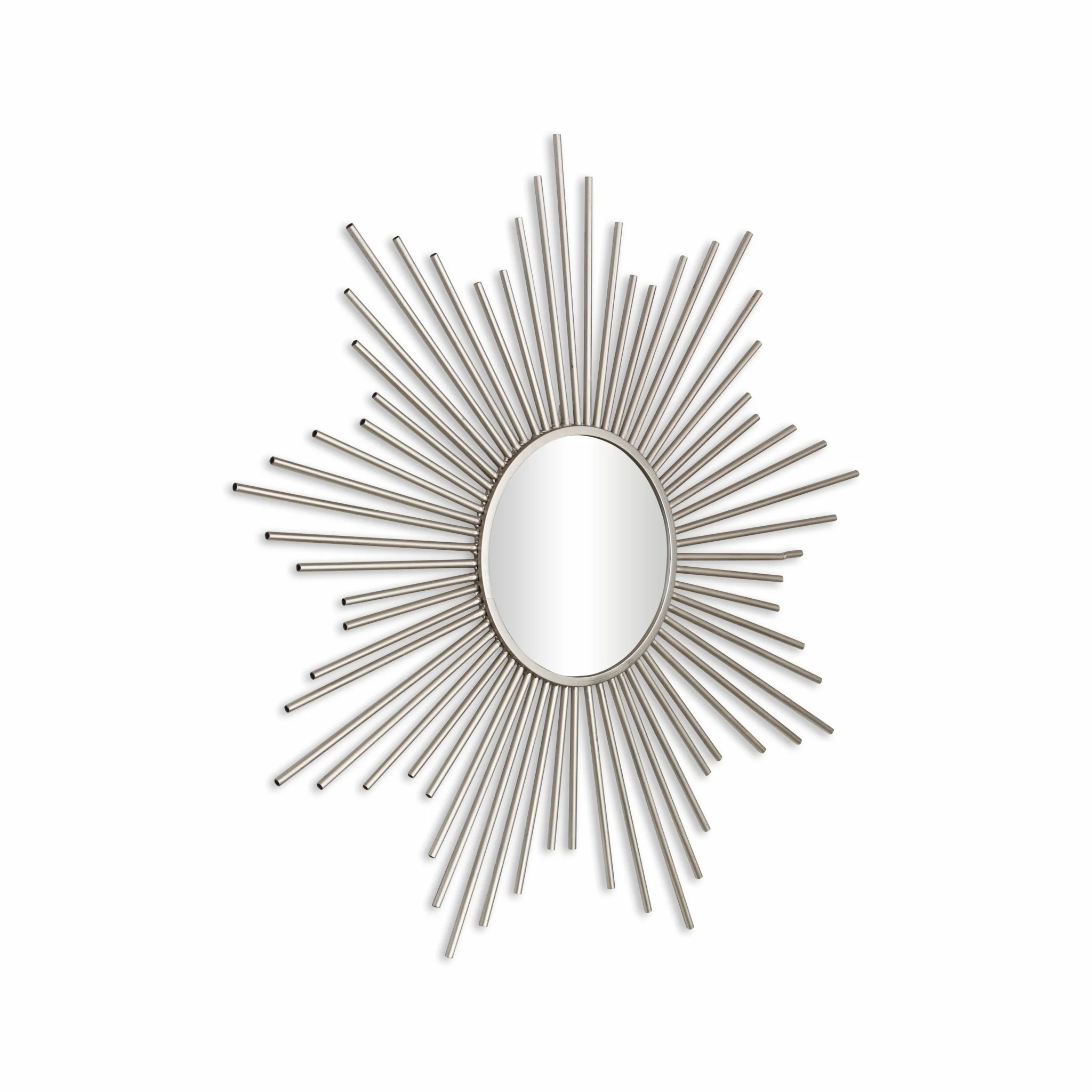Striking Silver Metal Sunburst Design Wall Mirror By Homeroots - Image 2