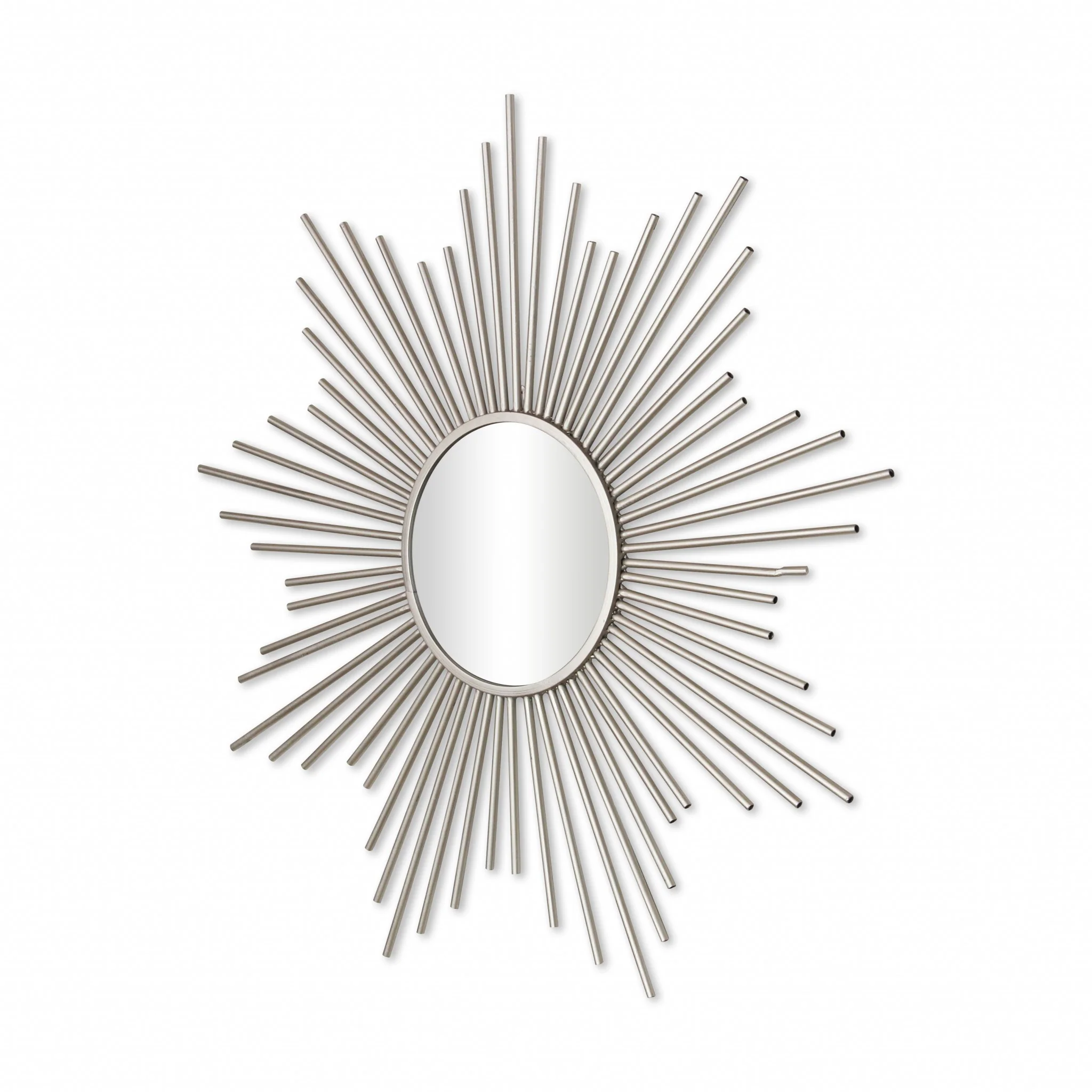 Striking Silver Metal Sunburst Design Wall Mirror By Homeroots - Image 3