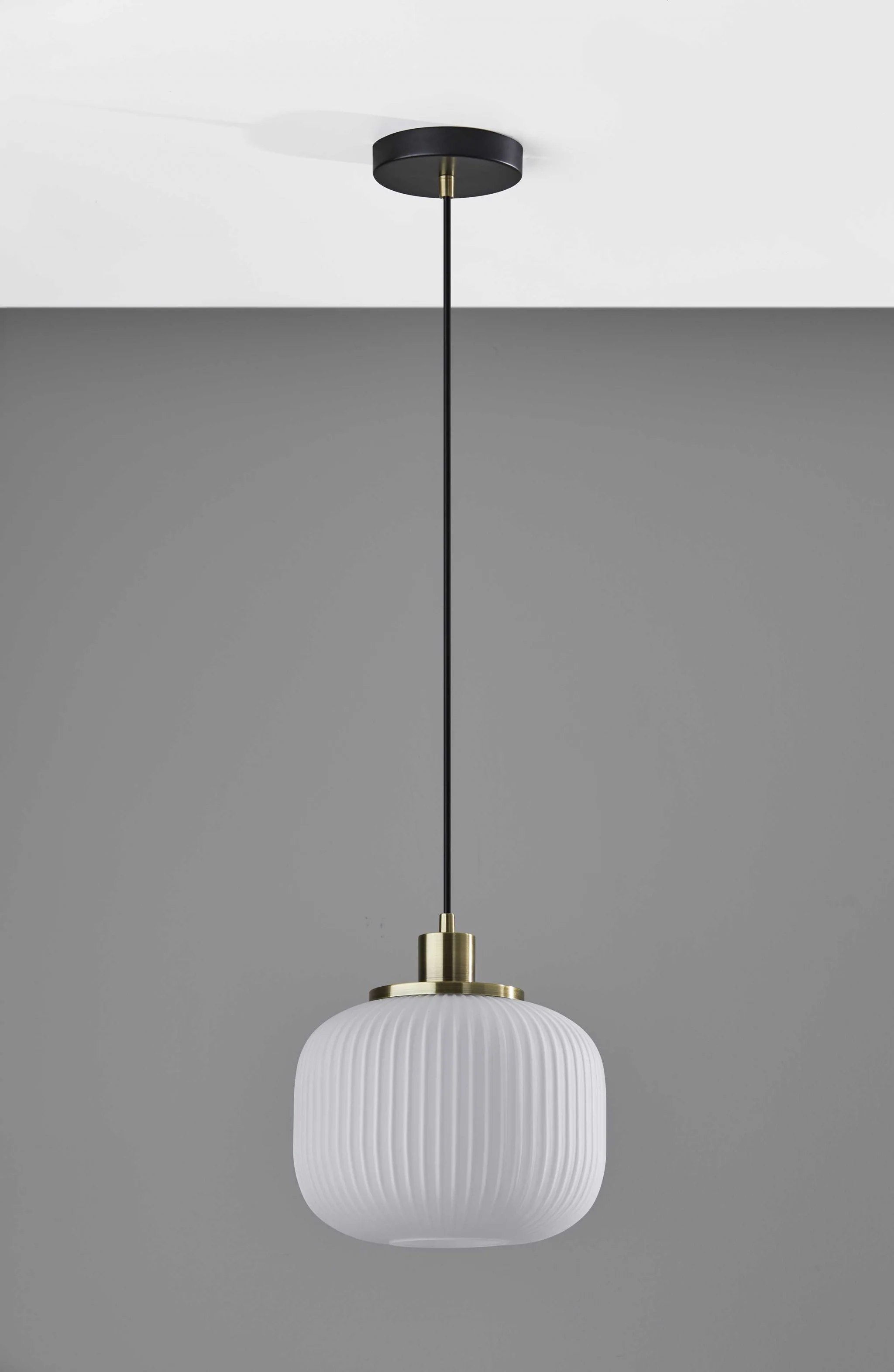Striped Glass Glow Metal Pendant By Homeroots - Image 2
