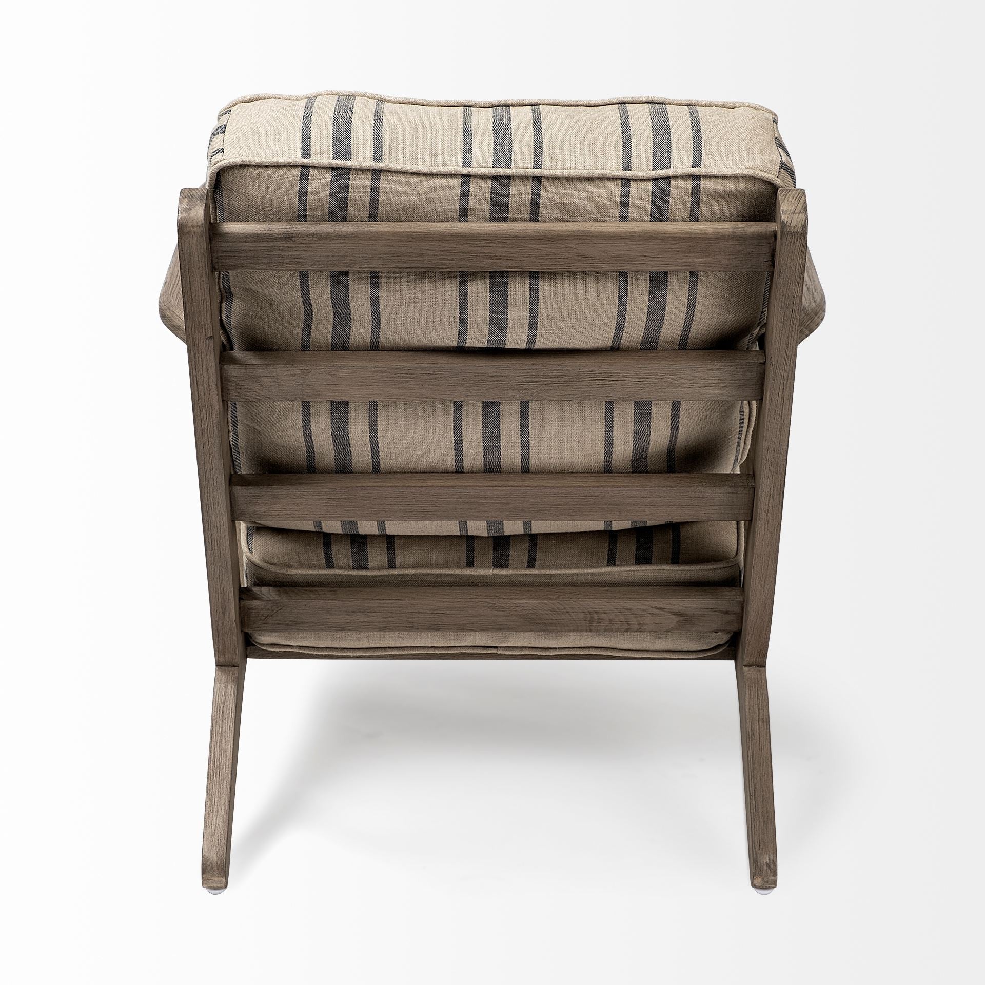 Striped Light Brown Fabric Wrapped Accent Chair with Wooden Frame By Homeroots - Image 4
