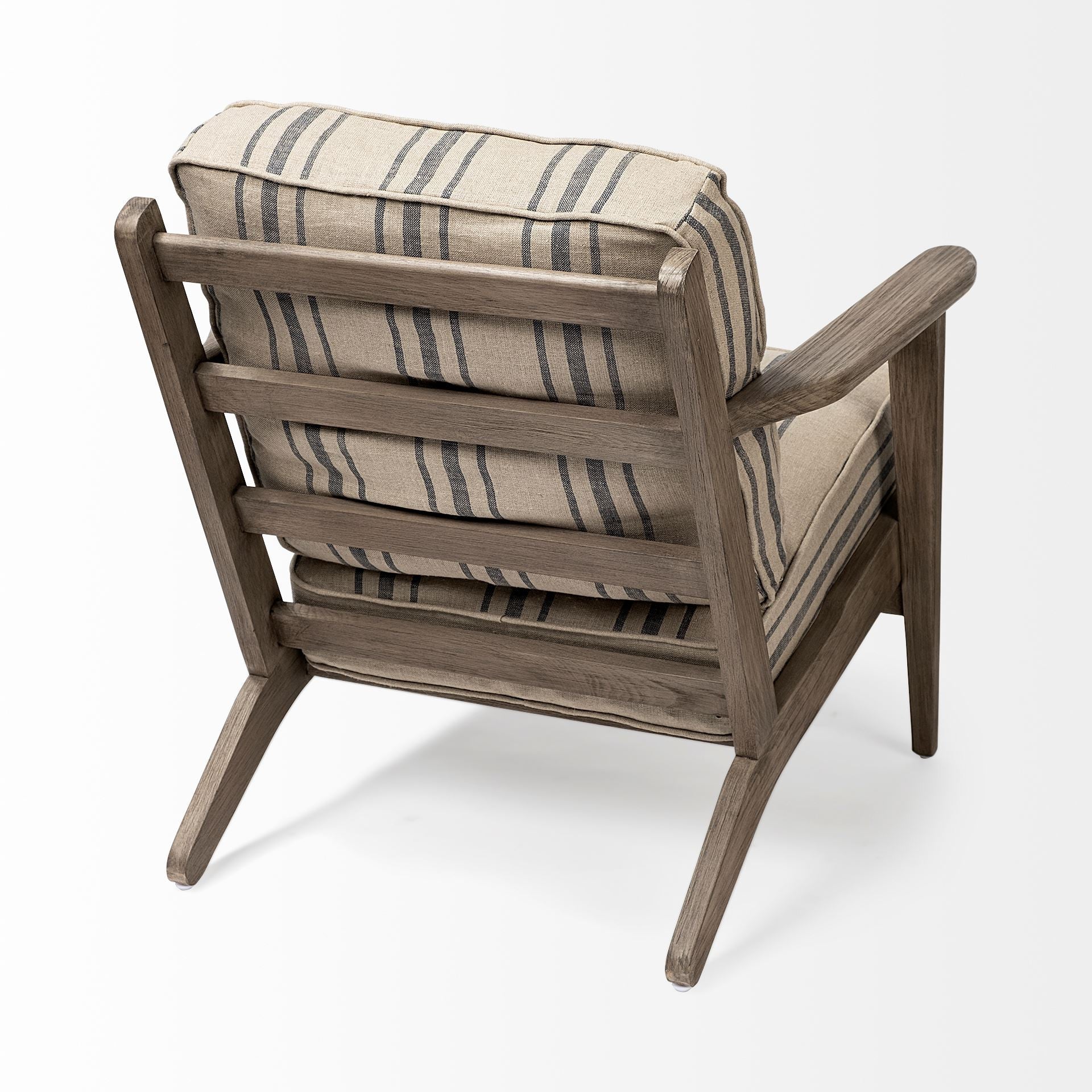 Striped Light Brown Fabric Wrapped Accent Chair with Wooden Frame By Homeroots - Image 5