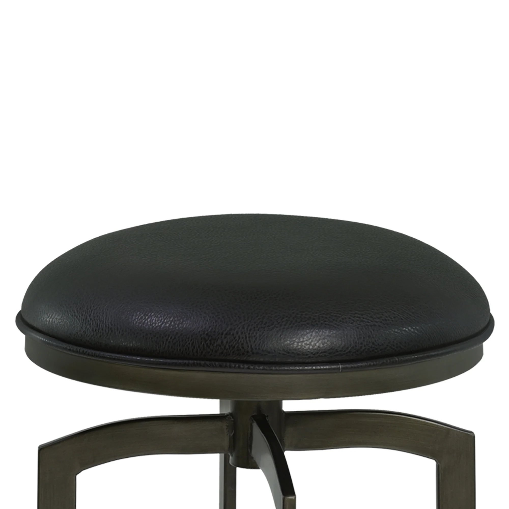 Studio 30" Bar Height Metal Swivel Barstool in Ford Black Faux Leather and Mineral Finish By Armen Living - Image 3
