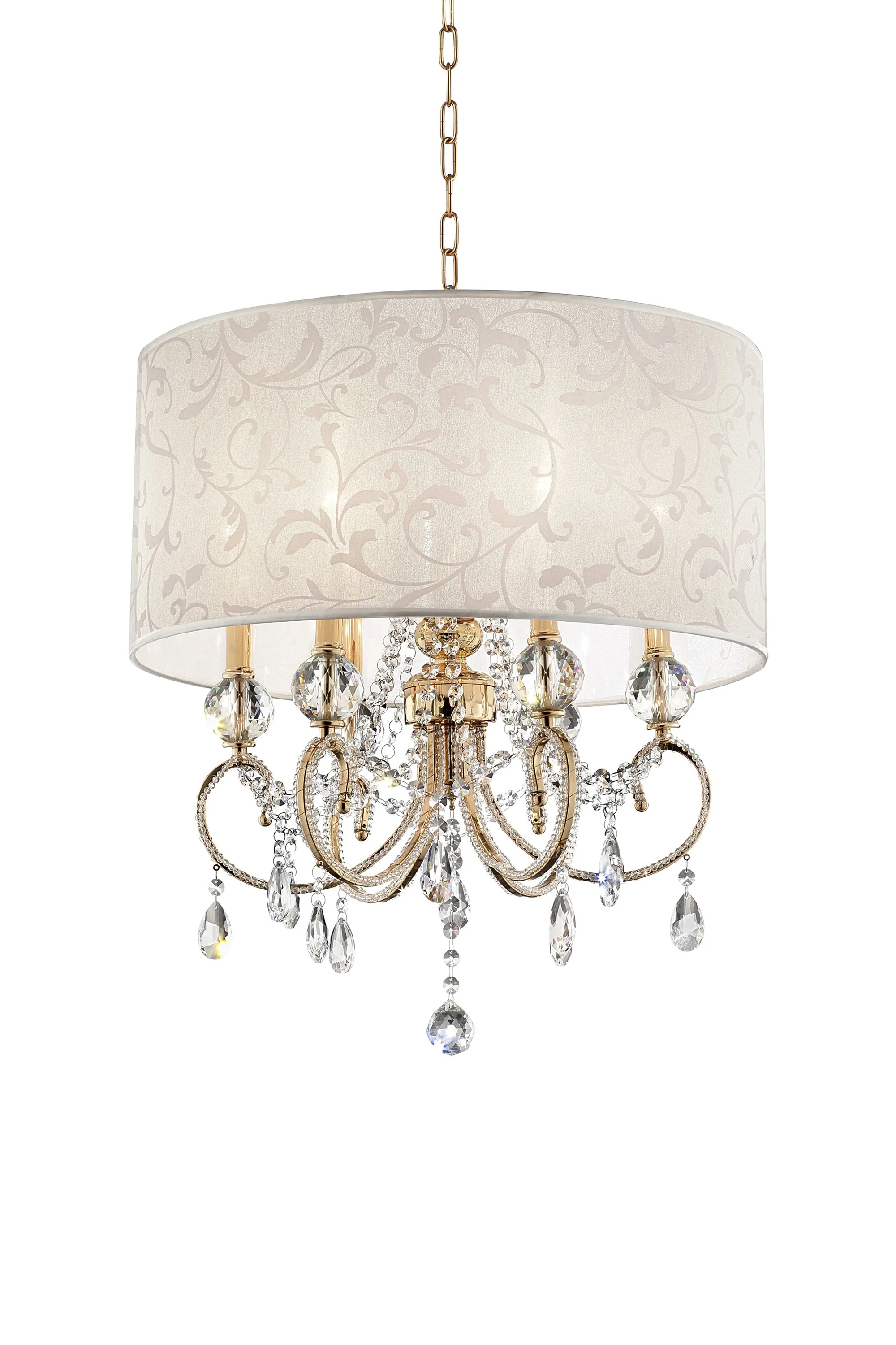 Stunning Brass Gold Finish Ceiling Lamp with Crystal Accents By Homeroots - Image 2