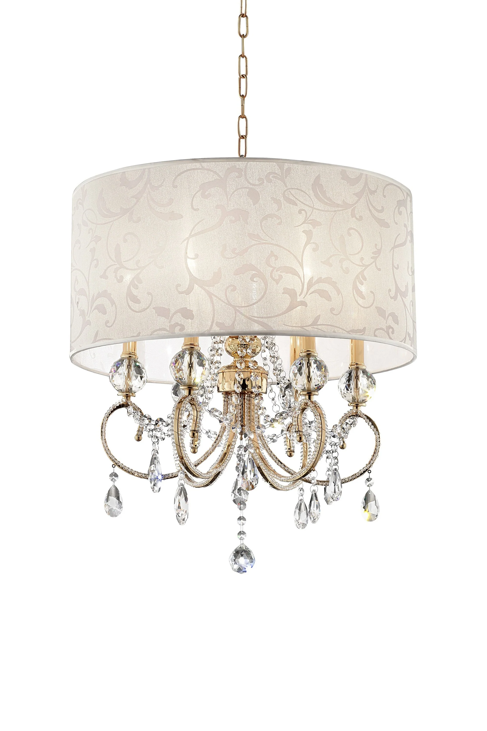 Stunning Brass Gold Finish Ceiling Lamp with Crystal Accents By Homeroots - Image 4