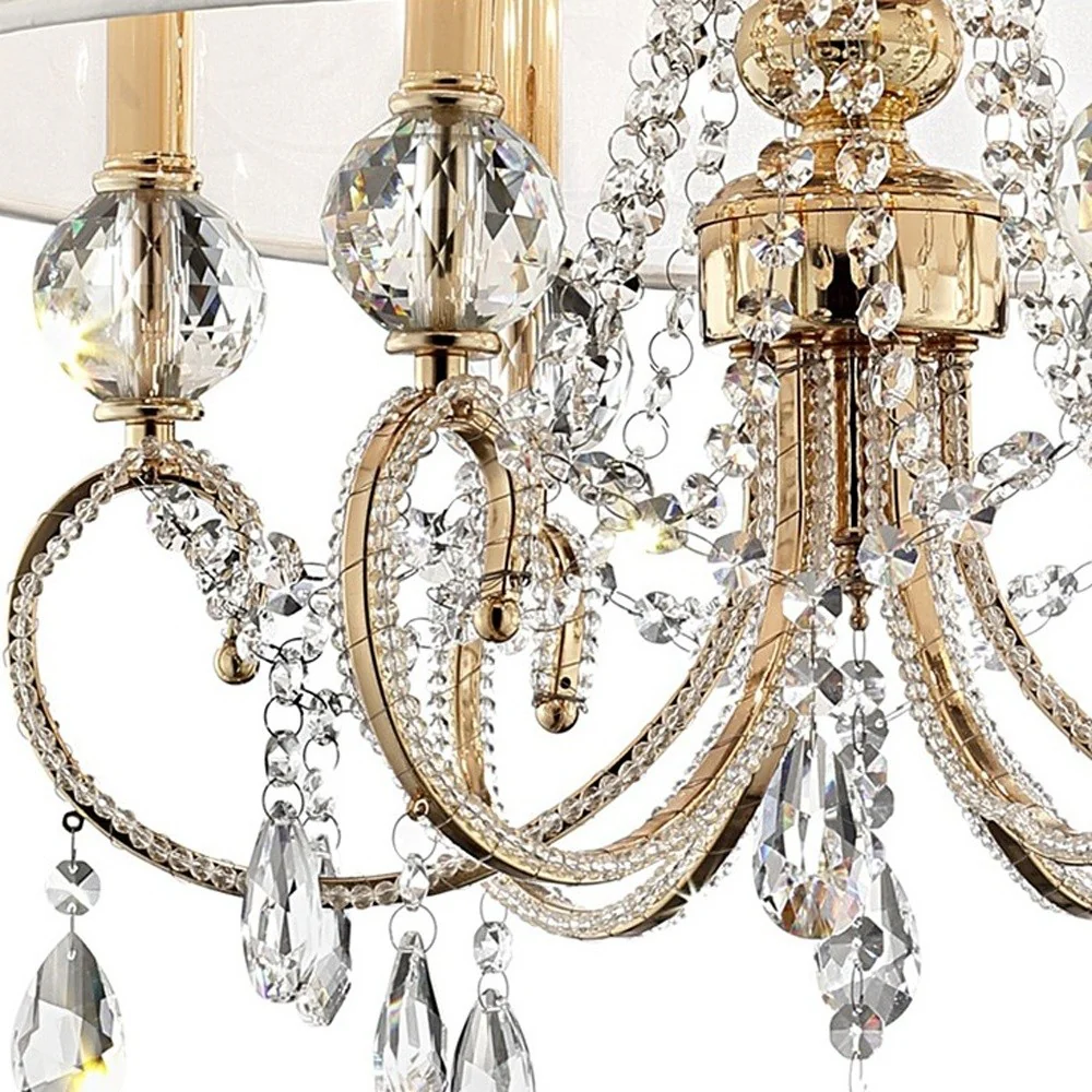 Stunning Brass Gold Finish Ceiling Lamp with Crystal Accents By Homeroots - Image 5