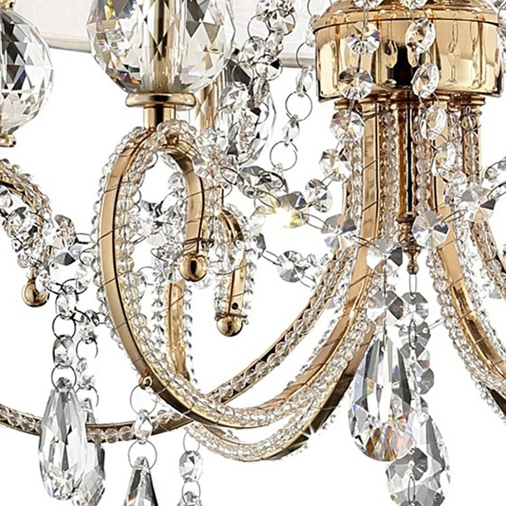 Stunning Brass Gold Finish Ceiling Lamp with Crystal Accents By Homeroots - Image 6