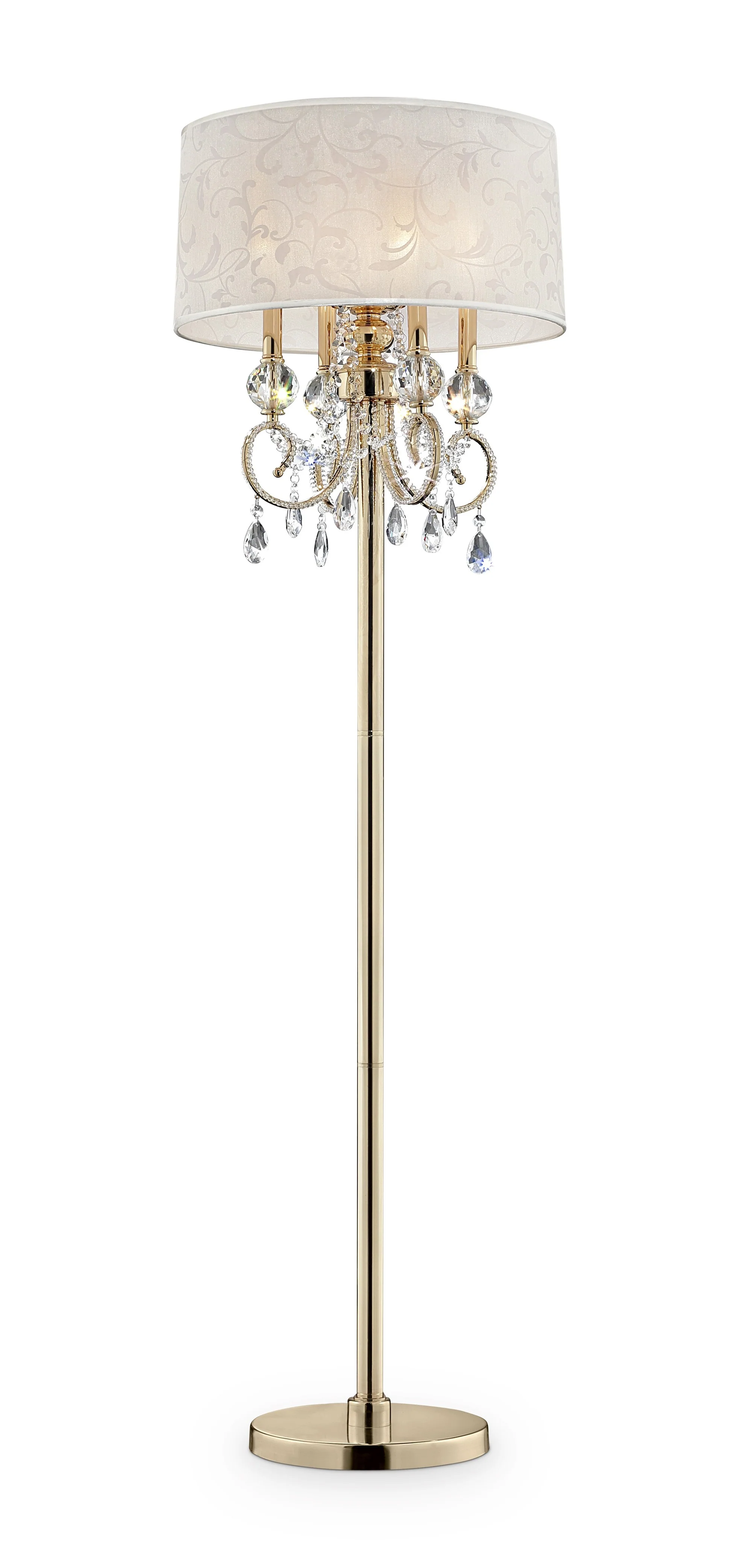 Stunning Brass Gold Finish Floor Lamp with Crystal Accents By Homeroots - Image 2