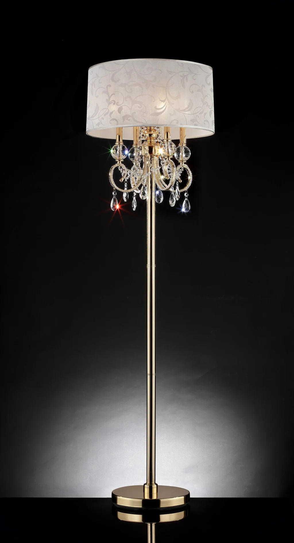 Stunning Brass Gold Finish Floor Lamp with Crystal Accents By Homeroots - Image 3