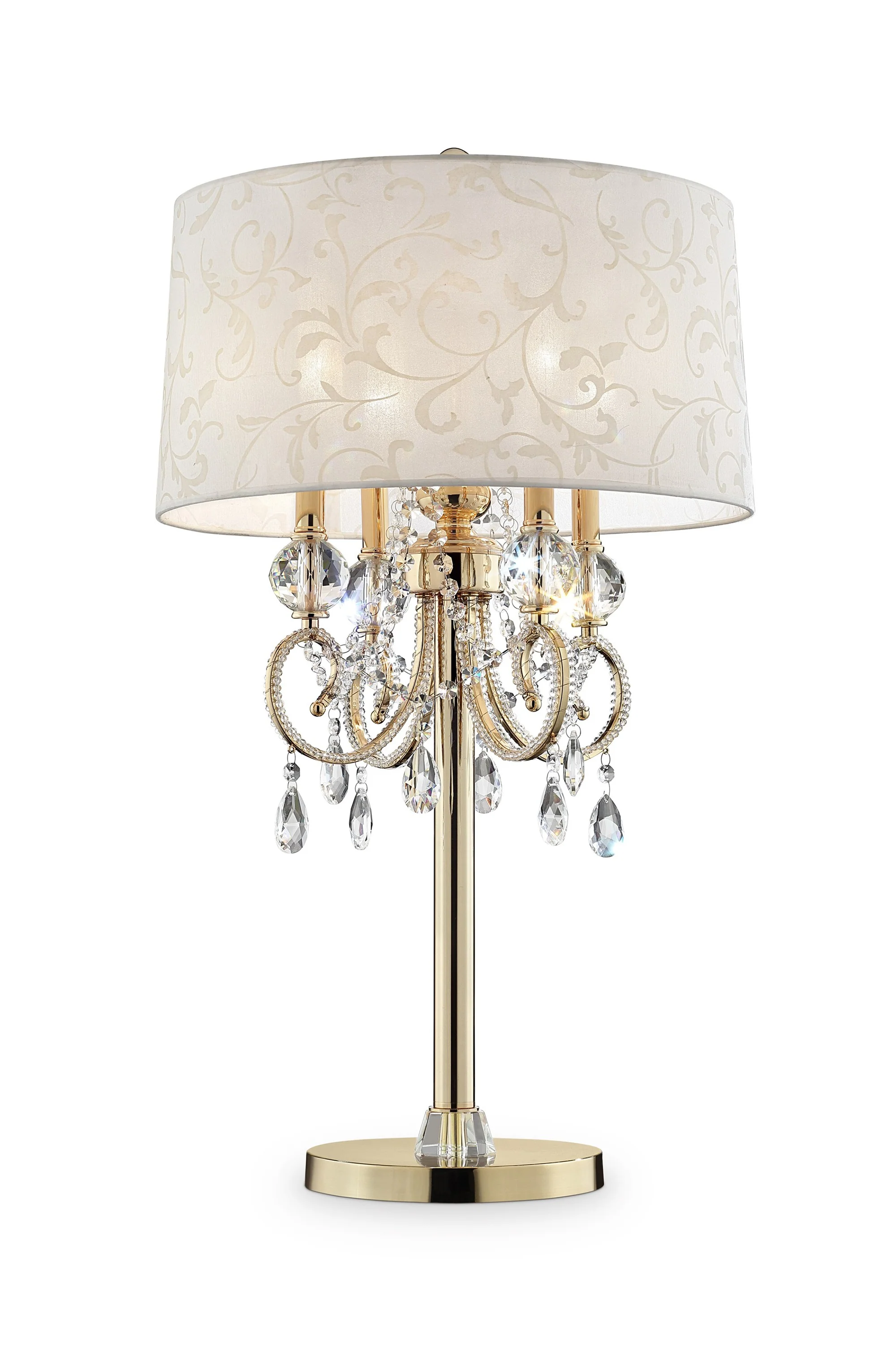 Stunning Brass Gold Finish Table Lamp with Crystal Accents By Homeroots - Image 2