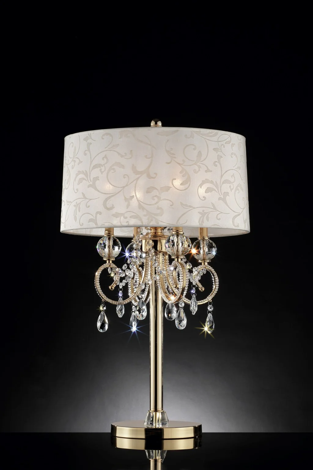 Stunning Brass Gold Finish Table Lamp with Crystal Accents By Homeroots - Image 3