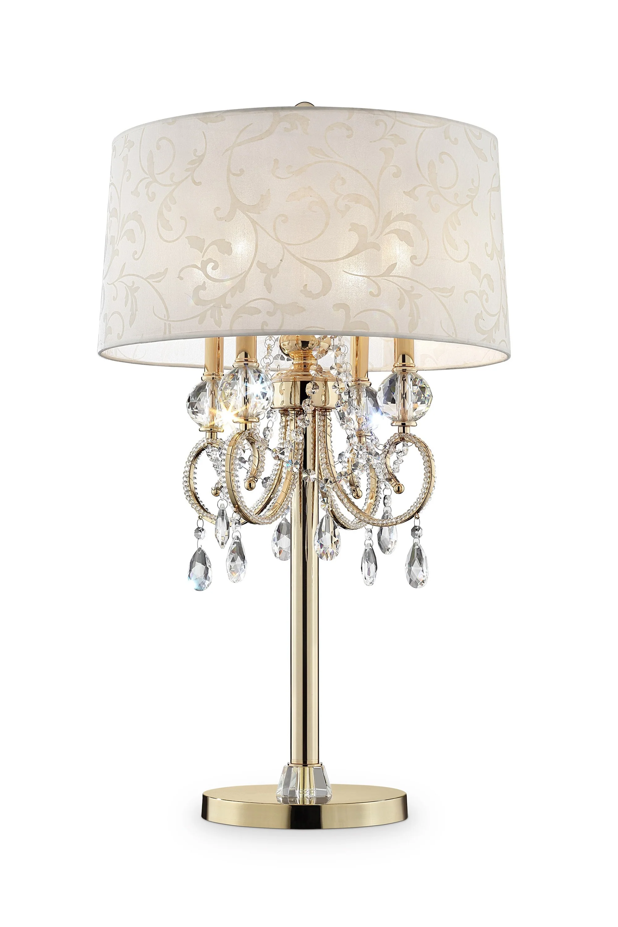 Stunning Brass Gold Finish Table Lamp with Crystal Accents By Homeroots - Image 4